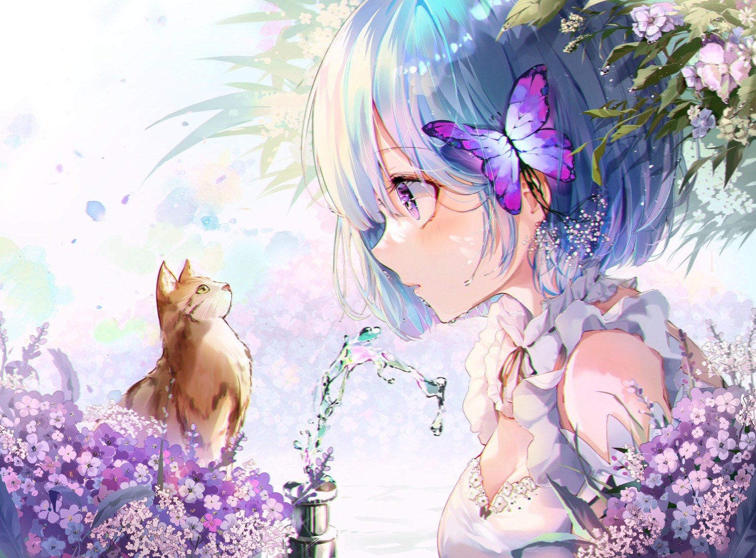 cleavage, icebox46, maid, neko, re:zero_kara_hajimeru_isekai_seikatsu, rem_(re_zero)