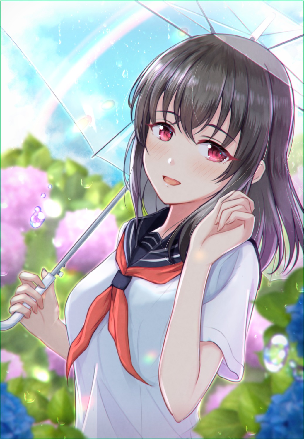 benigasa, fujiwara_hajime, seifuku, the_idolm@ster, the_idolm@ster_cinderella_girls, umbrella