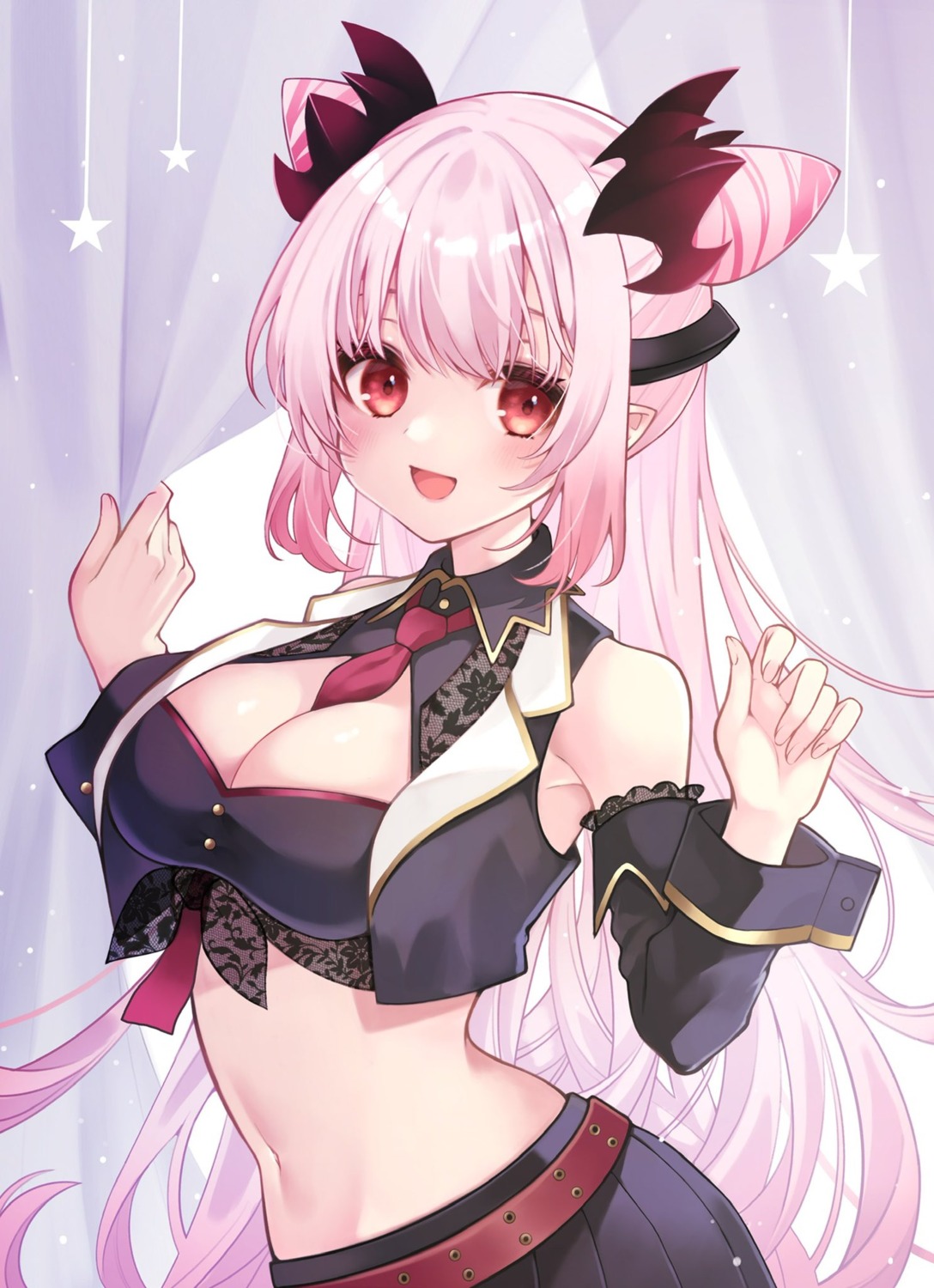 cleavage, honey_strap, nanashi_inc., pointy_ears, suou_patra, toramaru