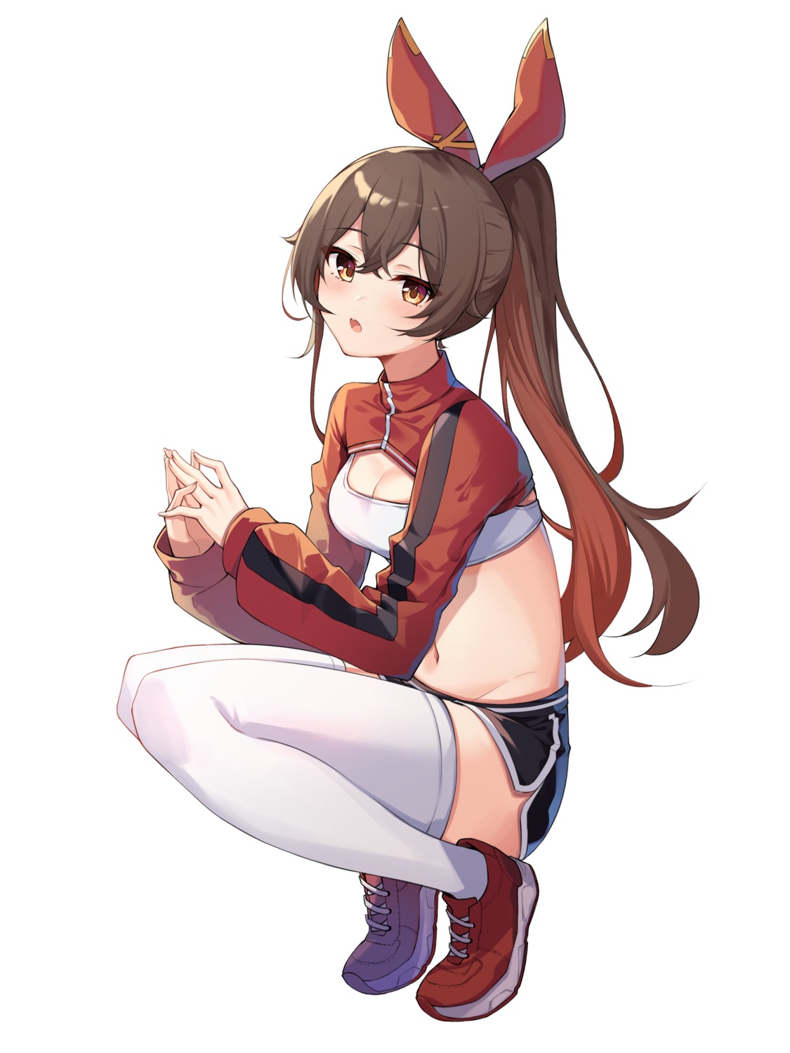amber_(genshin_impact), cleavage, genshin_impact, thighhighs, ziro_(zirorong)