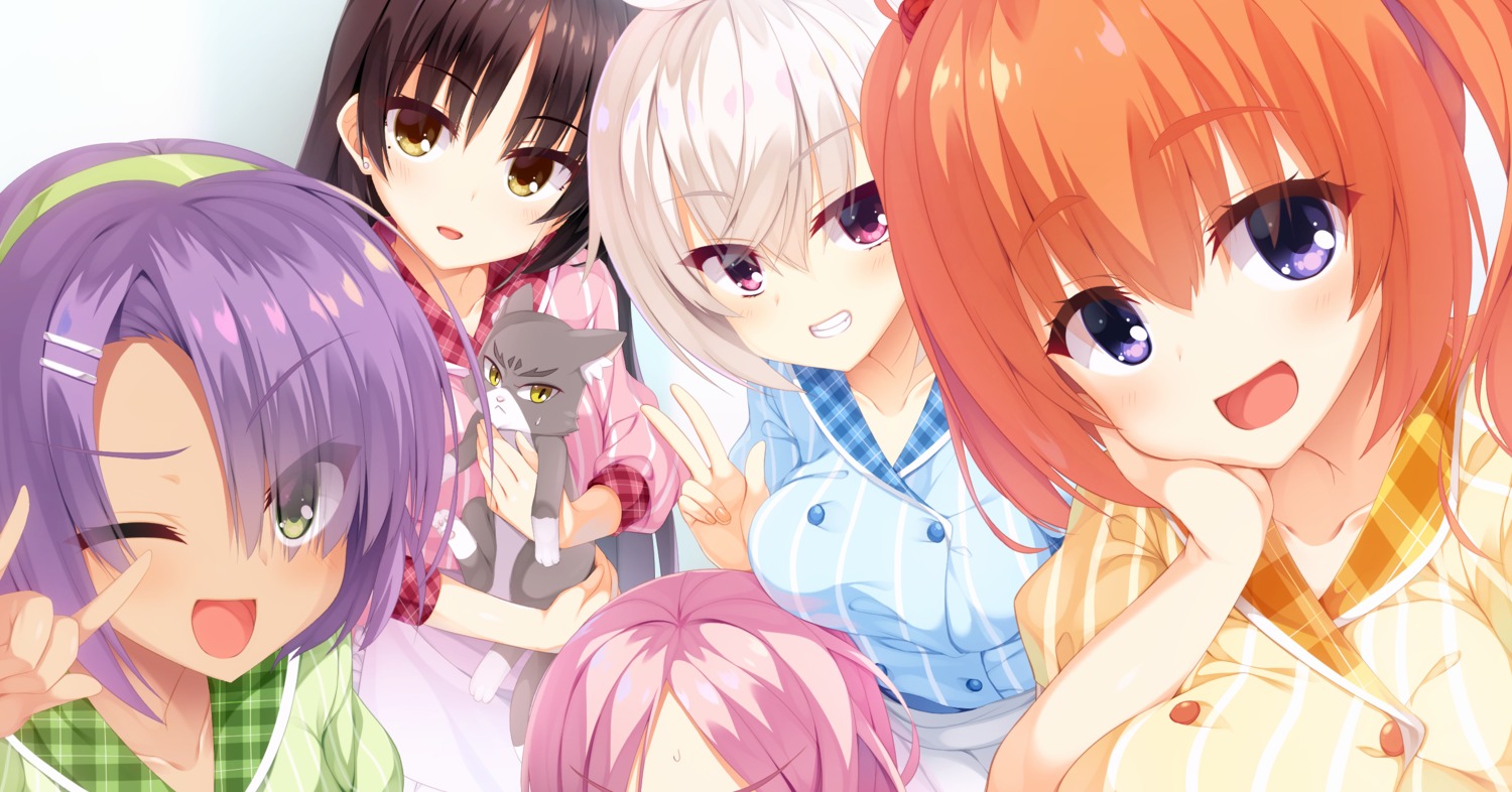 akizuki_kanna, aria., cafe_stella_to_shinigami_no_chou, hiuchidani_mei, neko, shiki_natsume, shioyama_suzune, sumizome_nozomi