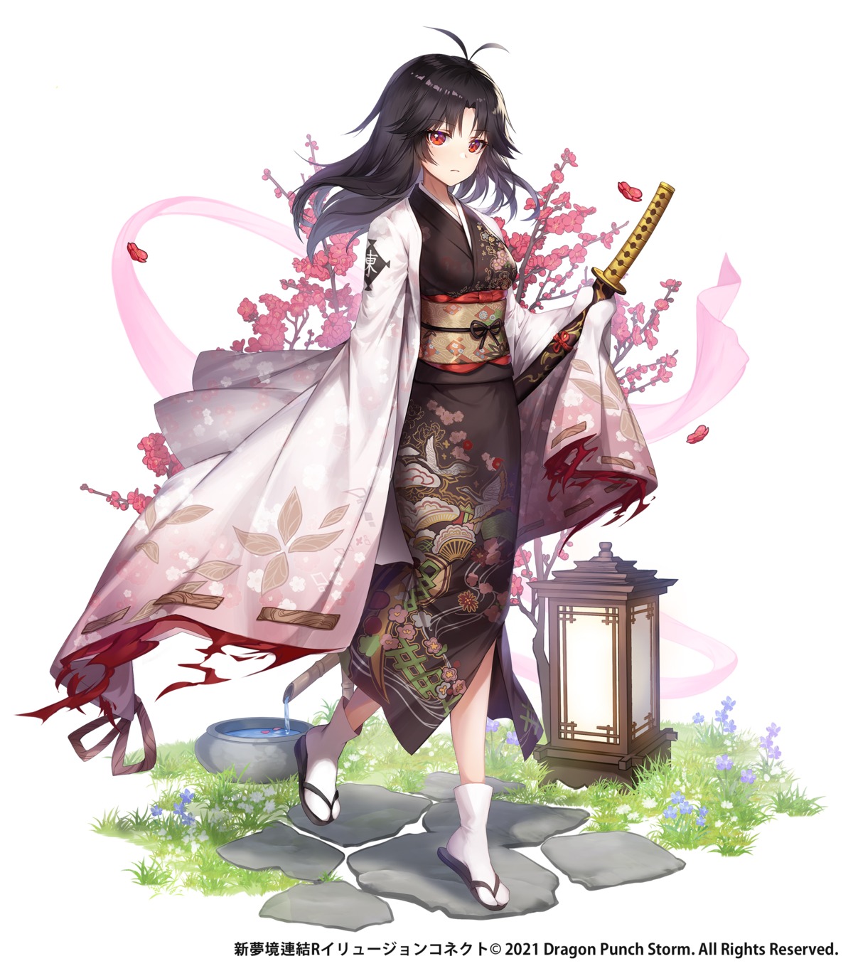 apple_caramel, illusion_connect, kimono, maki_(illusion_connect), sword