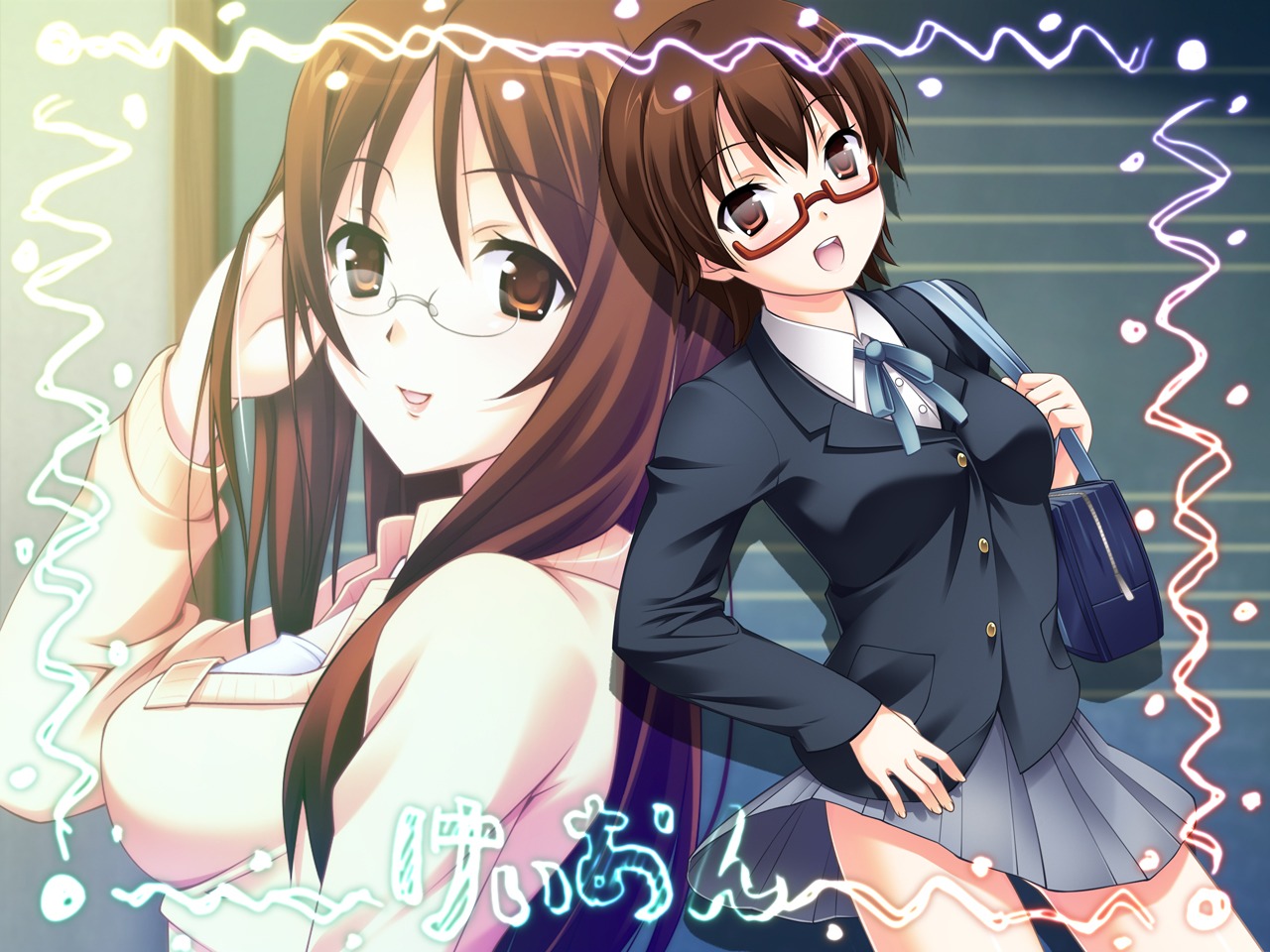 k-on!, manabe_nodoka, megane, natsukon, seifuku, wallpaper, yamanaka_sawako