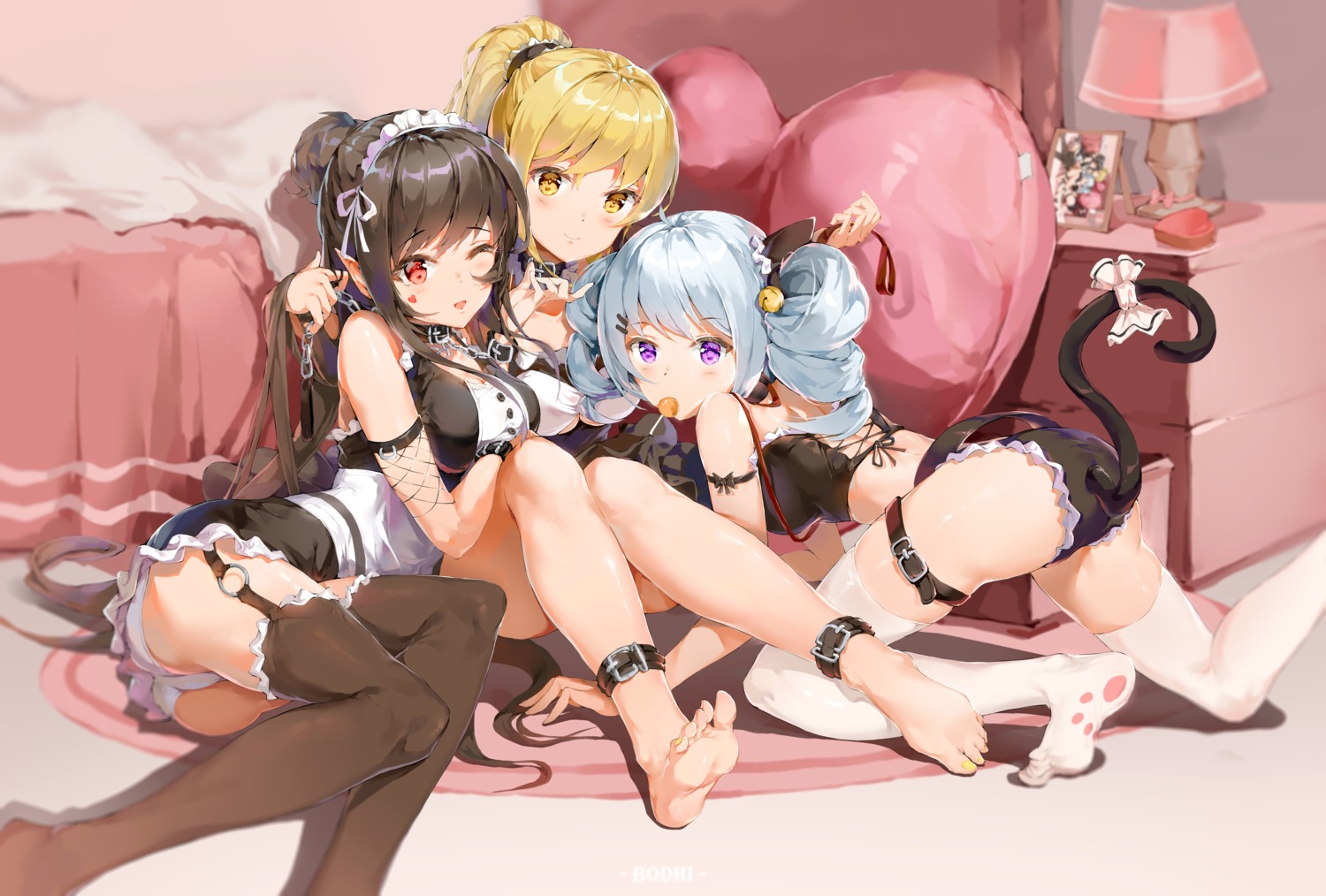 ass, bodhi_wushushenghua, feet, garter, maid, pantsu, stockings, tail, thighhighs