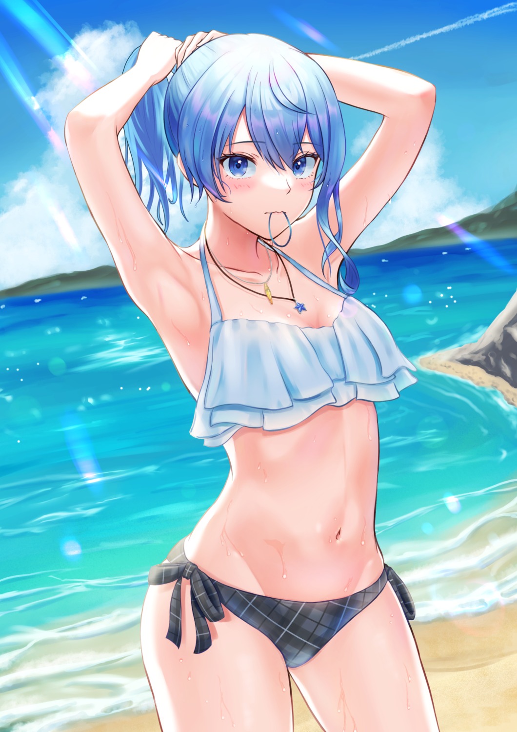 bikini, boku_no_edamame, hololive, hoshimachi_suisei, swimsuits, wet