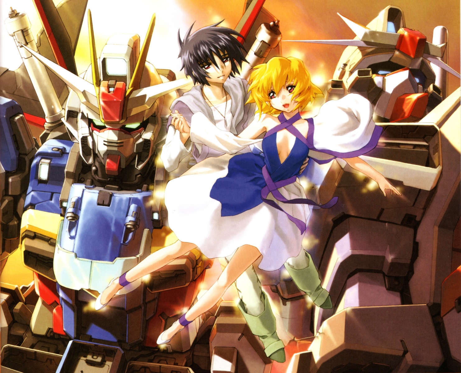gundam, gundam_seed, gundam_seed_destiny, mecha, ogasawara_tomofumi, scanning_artifacts, screening, shinn_asuka, stella_loussier