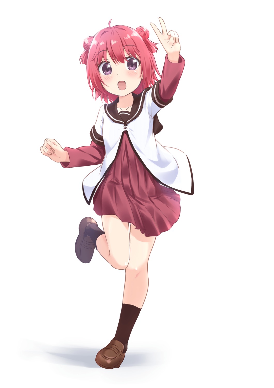 akaza_akari, seifuku, skirt_lift, warukusu, yuru_yuri