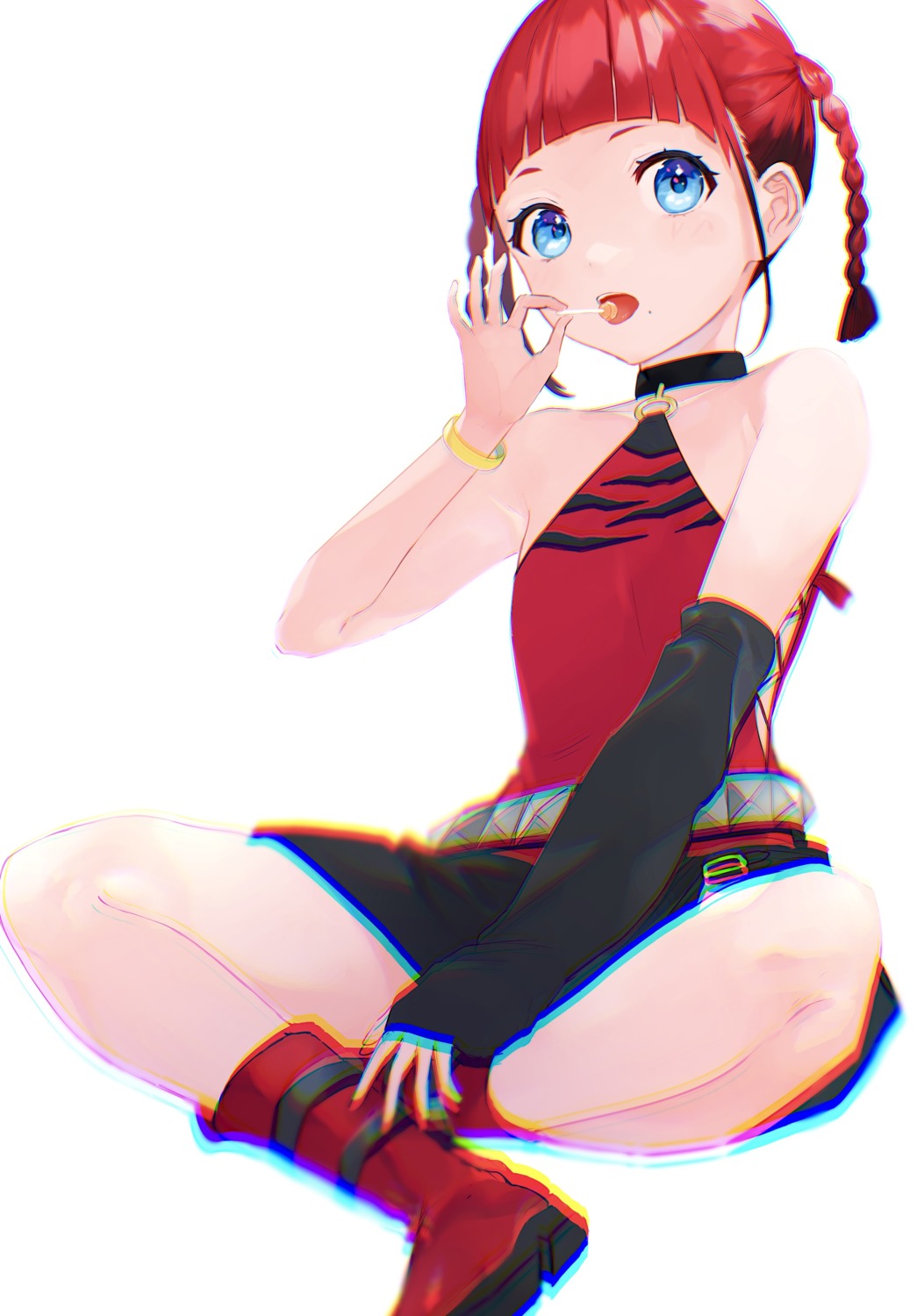 asukagawa_chise, gridman_universe, no_bra, skirt_lift, ssss.dynazenon, usagiplanet7