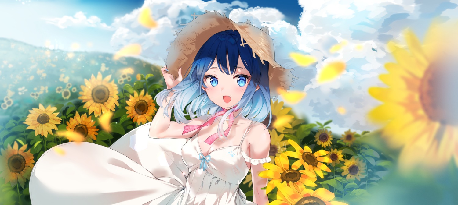 artist_revision, cheli_(kso1564), cleavage, dress, no_bra, skirt_lift, summer_dress