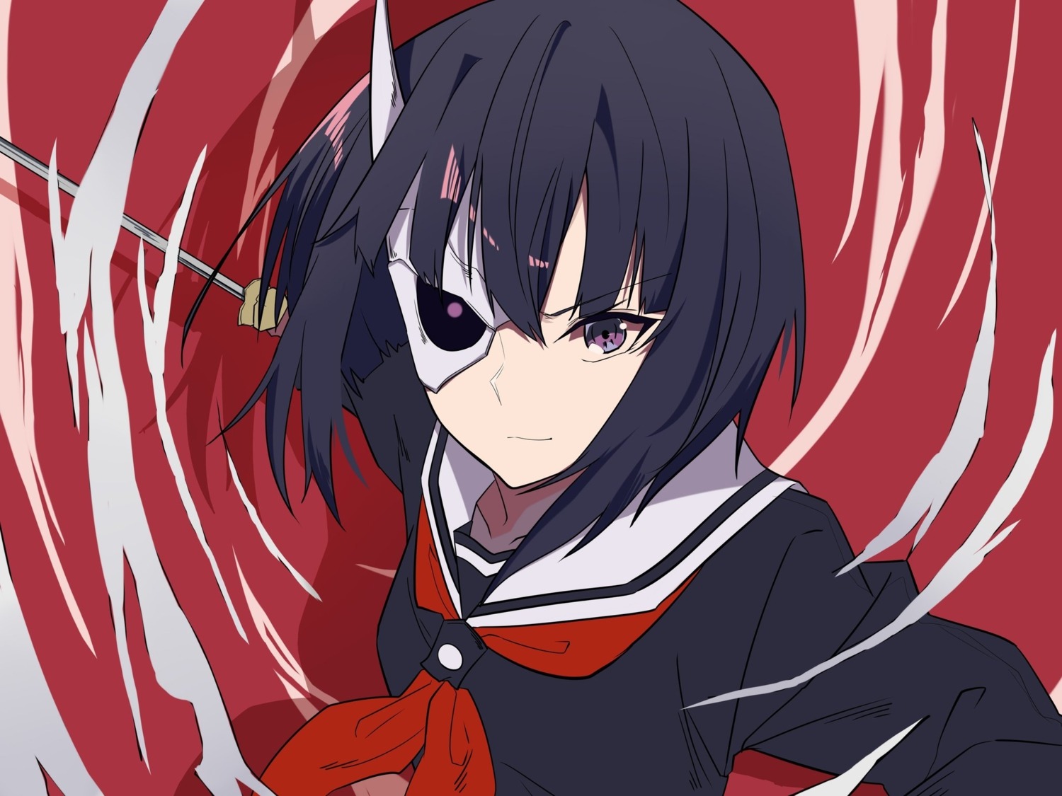 busou_shoujo_machiavellism, horns, onigawara_rin, seifuku, sword, tagme