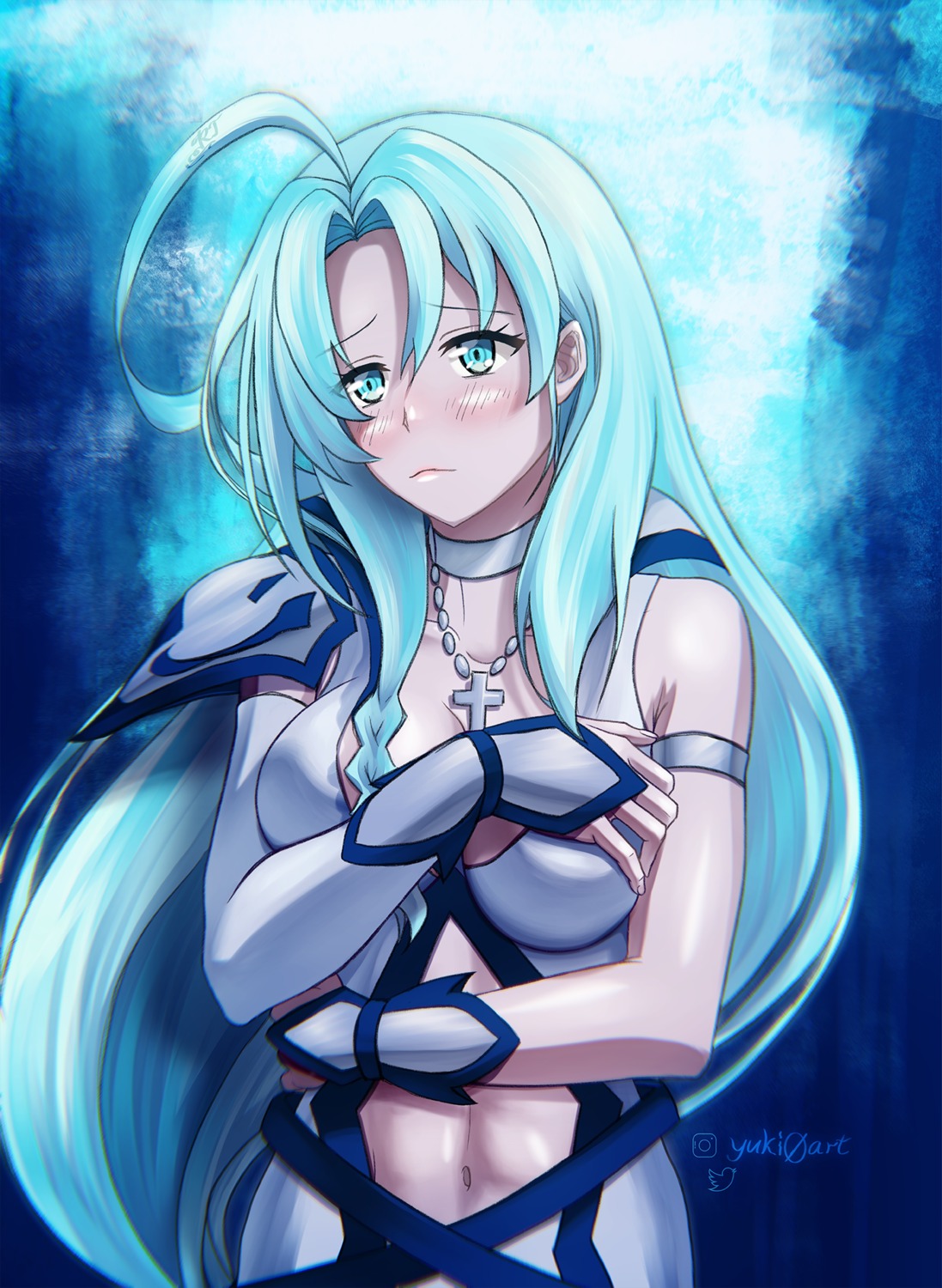 breast_hold, cleavage, no_bra, sentouin_hakenshimasu!, snow_(sentouin_hakenshimasu!), tagme