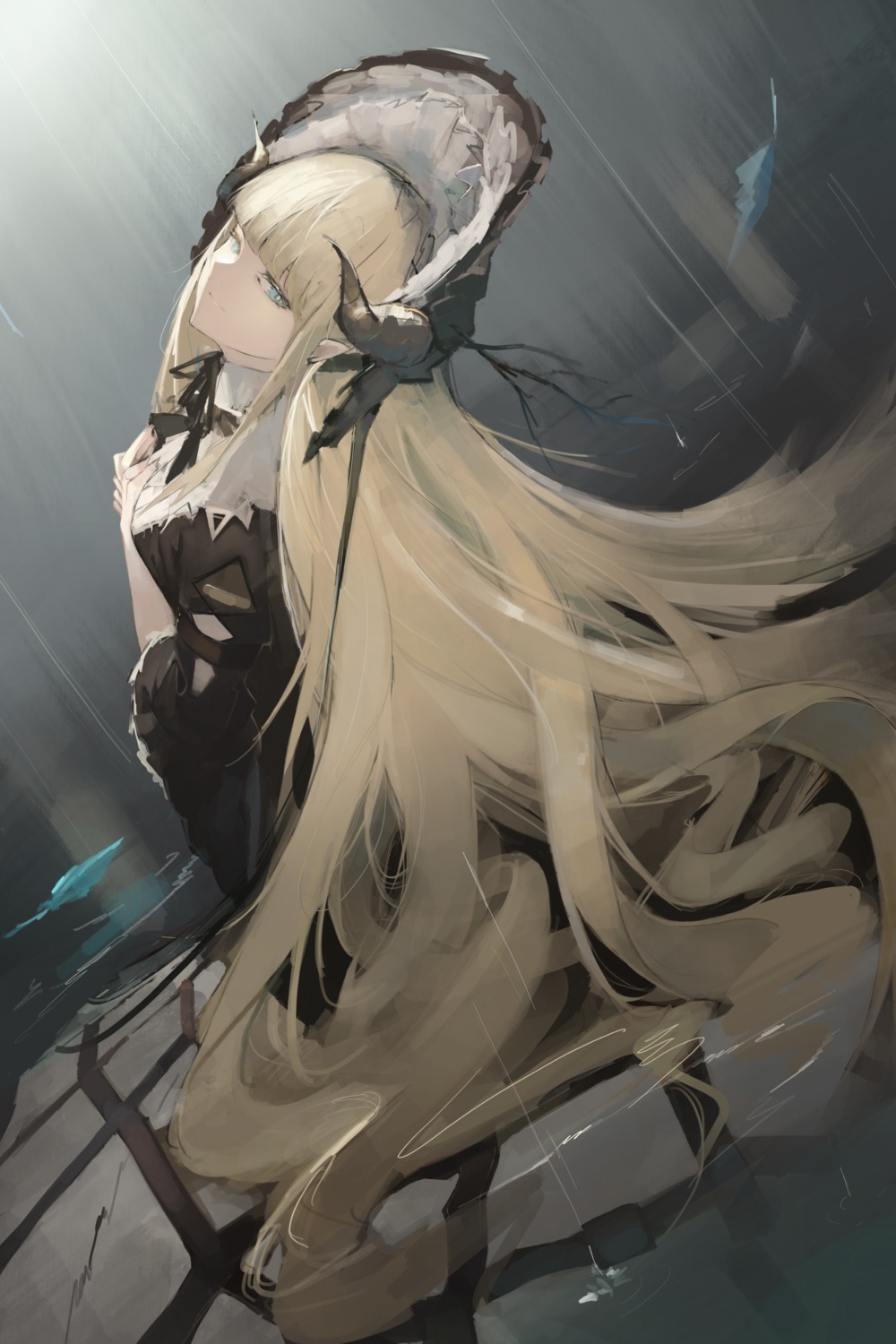 arknights, dress, gothic_lolita, horns, lolita_fashion, mm30212, nightingale_(arknights)