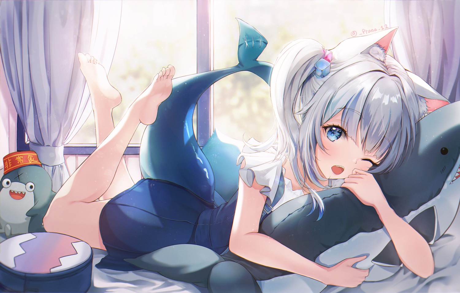 animal_ears, feet, gawr_gura, hololive, hololive_english, nekomimi, prana_(prana12), tail