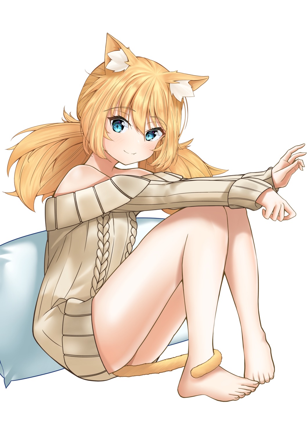 animal_ears, bottomless, girls_frontline, idw_(girls_frontline), nekomimi, sweater, tail, tor_ai