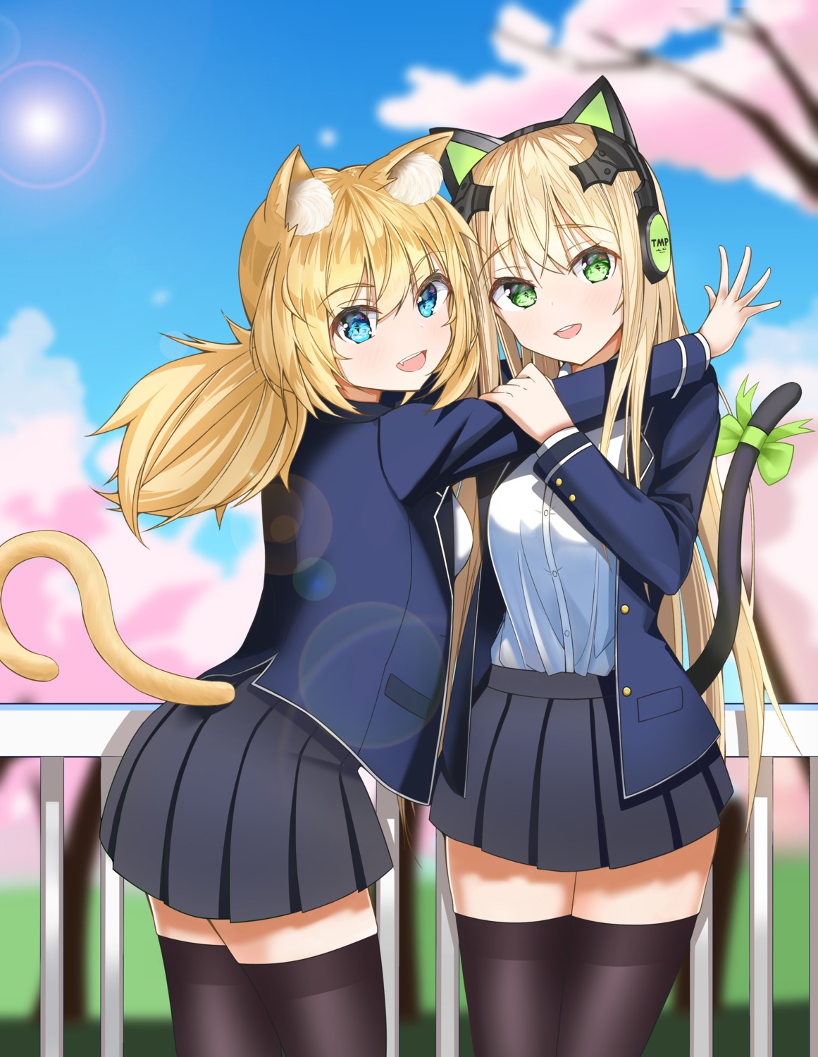 animal_ears, girls_frontline, headphones, idw_(girls_frontline), nekomimi, seifuku, tail, thighhighs