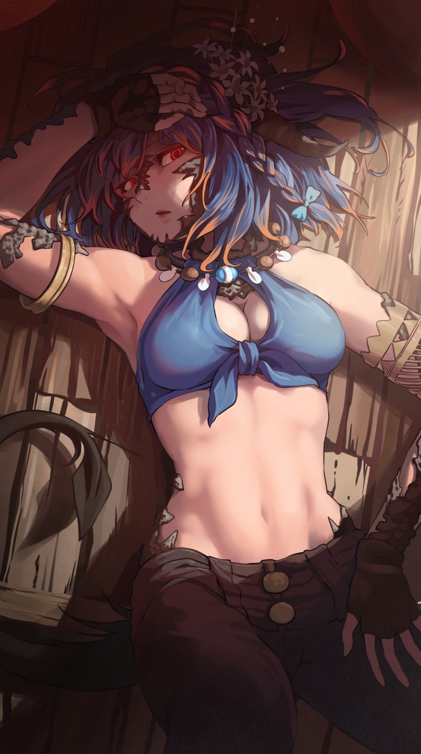 au_ra, cleavage, final_fantasy, final_fantasy_xiv, melaton, no_bra, tail