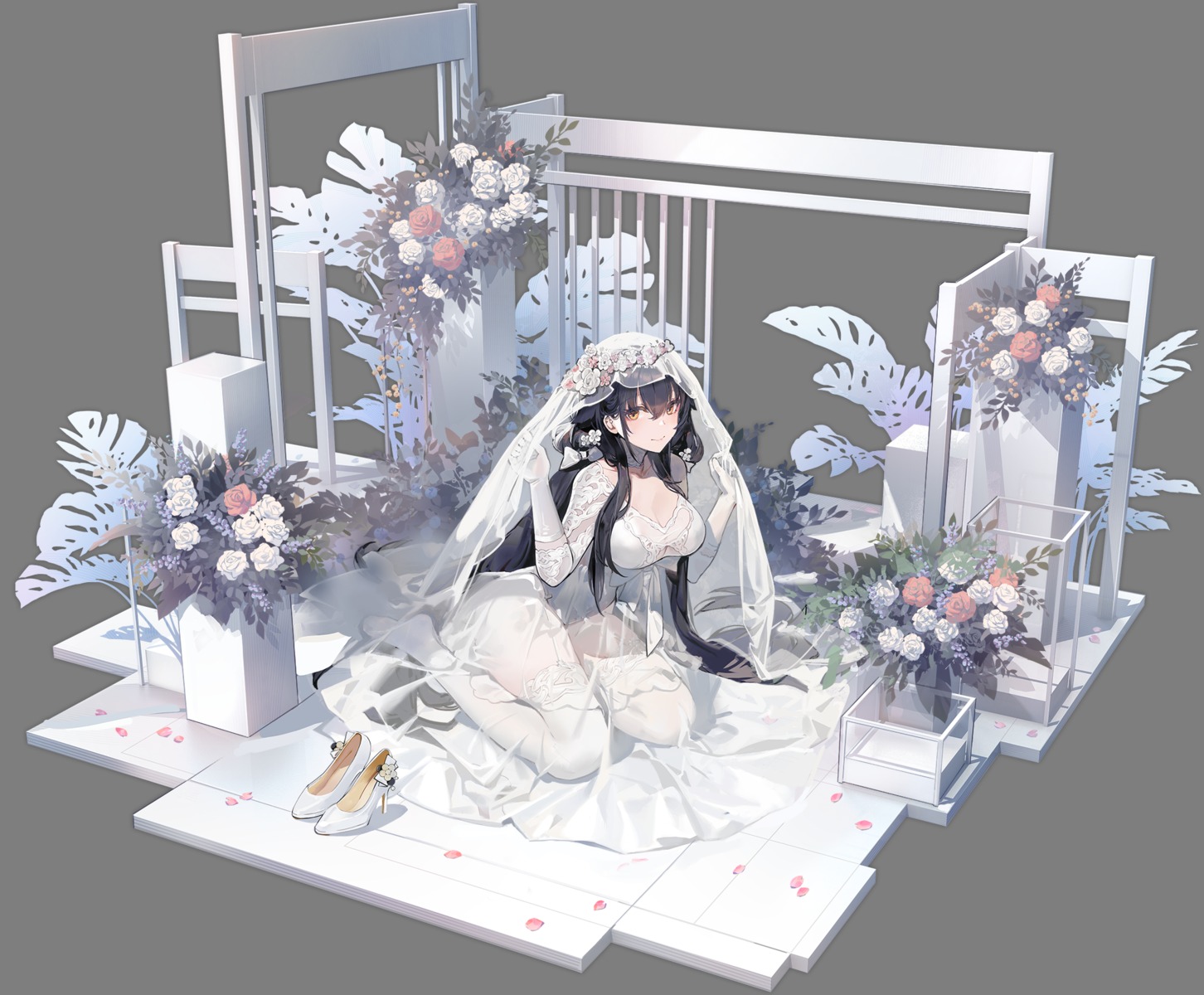 artist_revision, azuma_(azur_lane), azur_lane, cleavage, dress, kishiyo, see_through, stockings