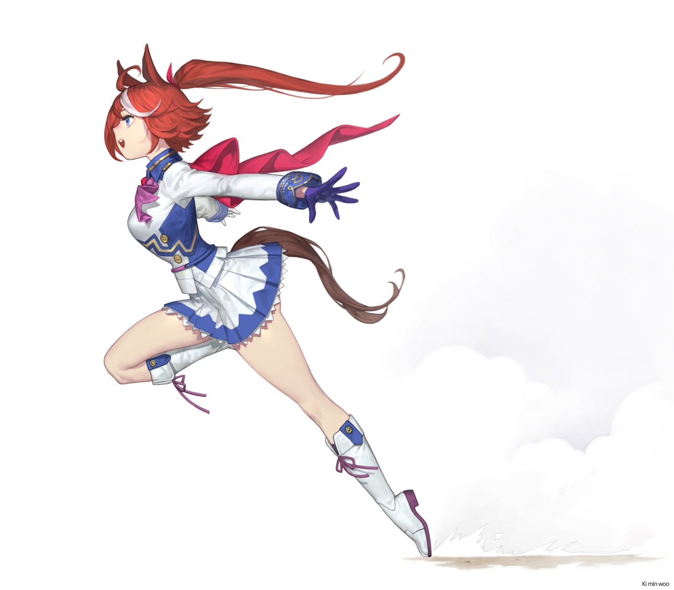 animal_ears, ki_min-woo, seifuku, skirt_lift, tail, tokai_teio_(umamusume), uma_musume_pretty_derby, uniform