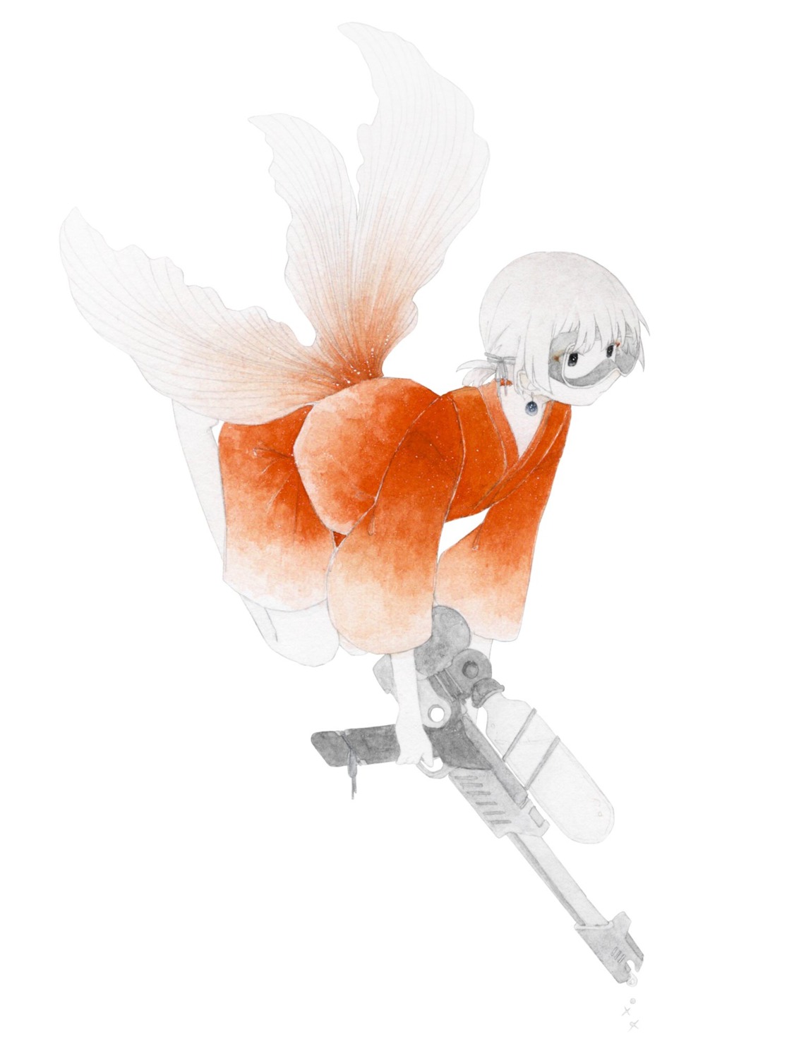 gun, japanese_clothes, tail, tembin_3