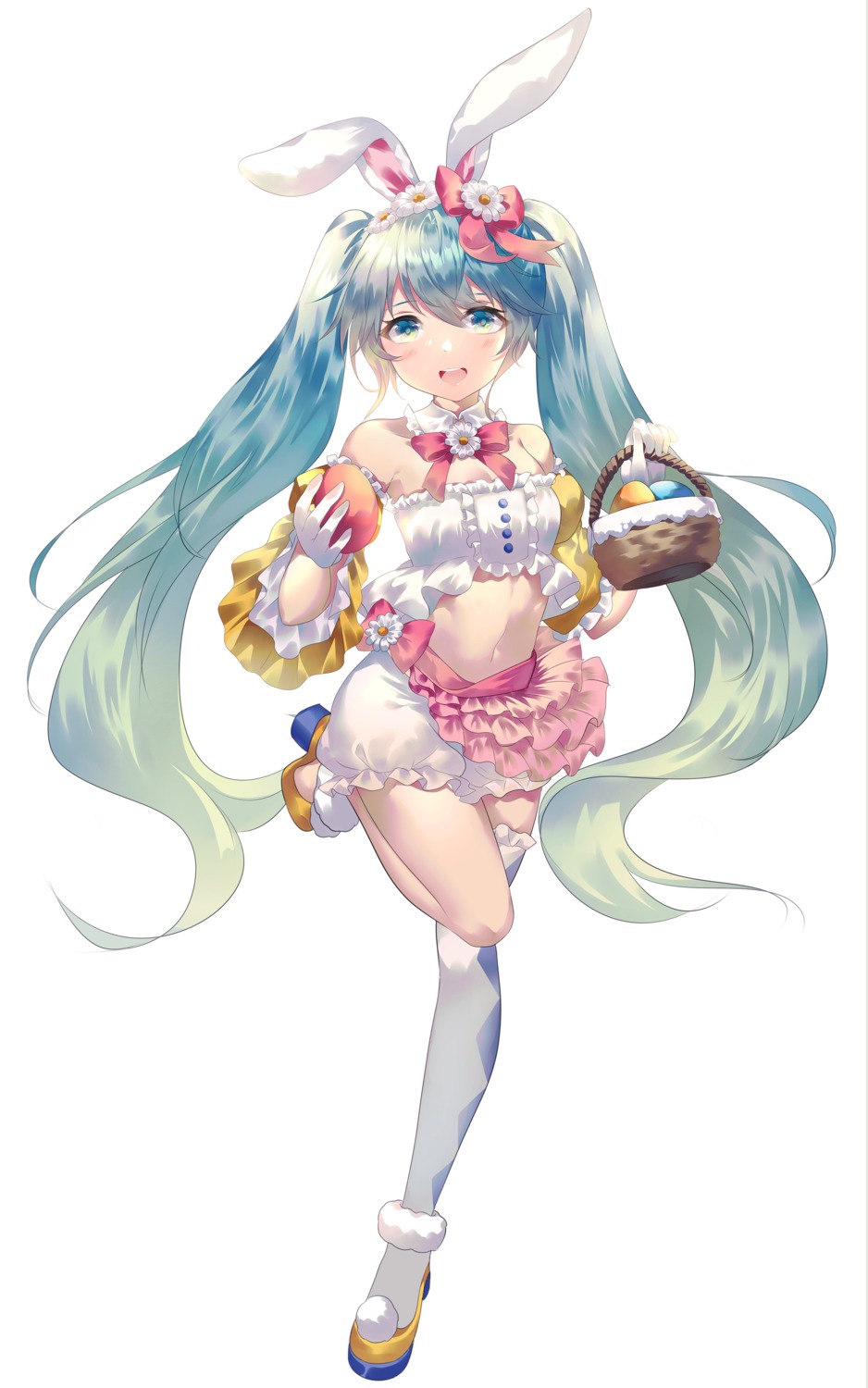 animal_ears, bunny_ears, hatsune_miku, rhea_(0u0), thighhighs, vocaloid