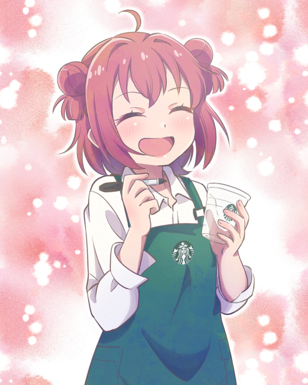 akaza_akari, dress_shirt, sakutatsu., starbucks, yuru_yuri