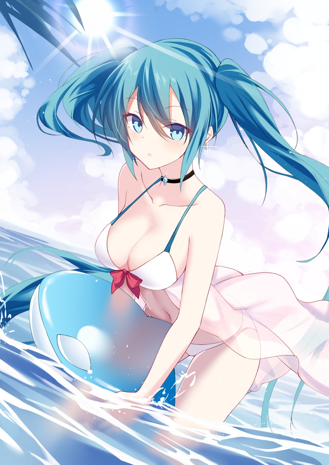 bikini, hatsune_miku, oywj, see_through, swimsuits, vocaloid, wet