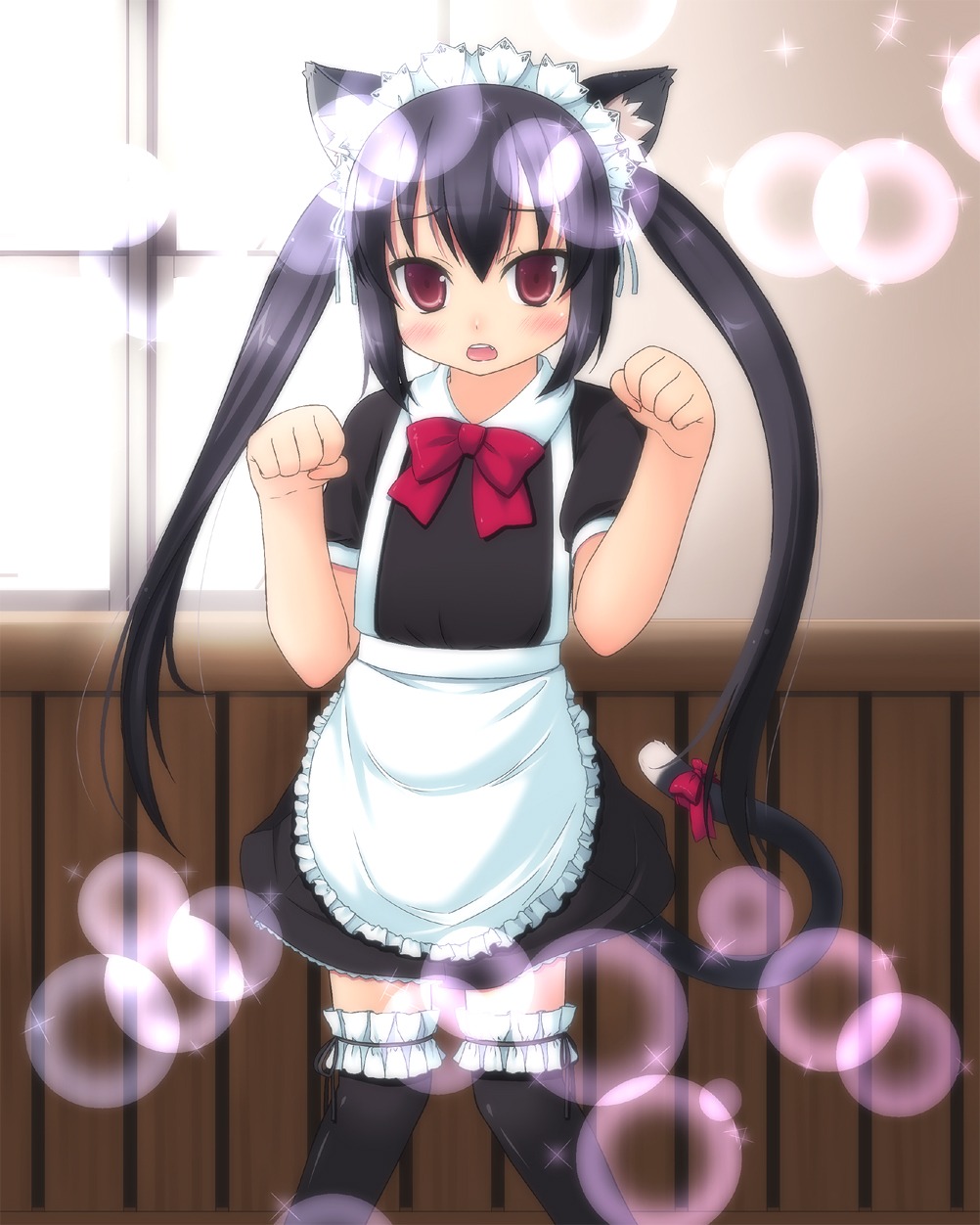 amamiya_minato, animal_ears, k-on!, maid, nakano_azusa, nekomimi, thighhighs