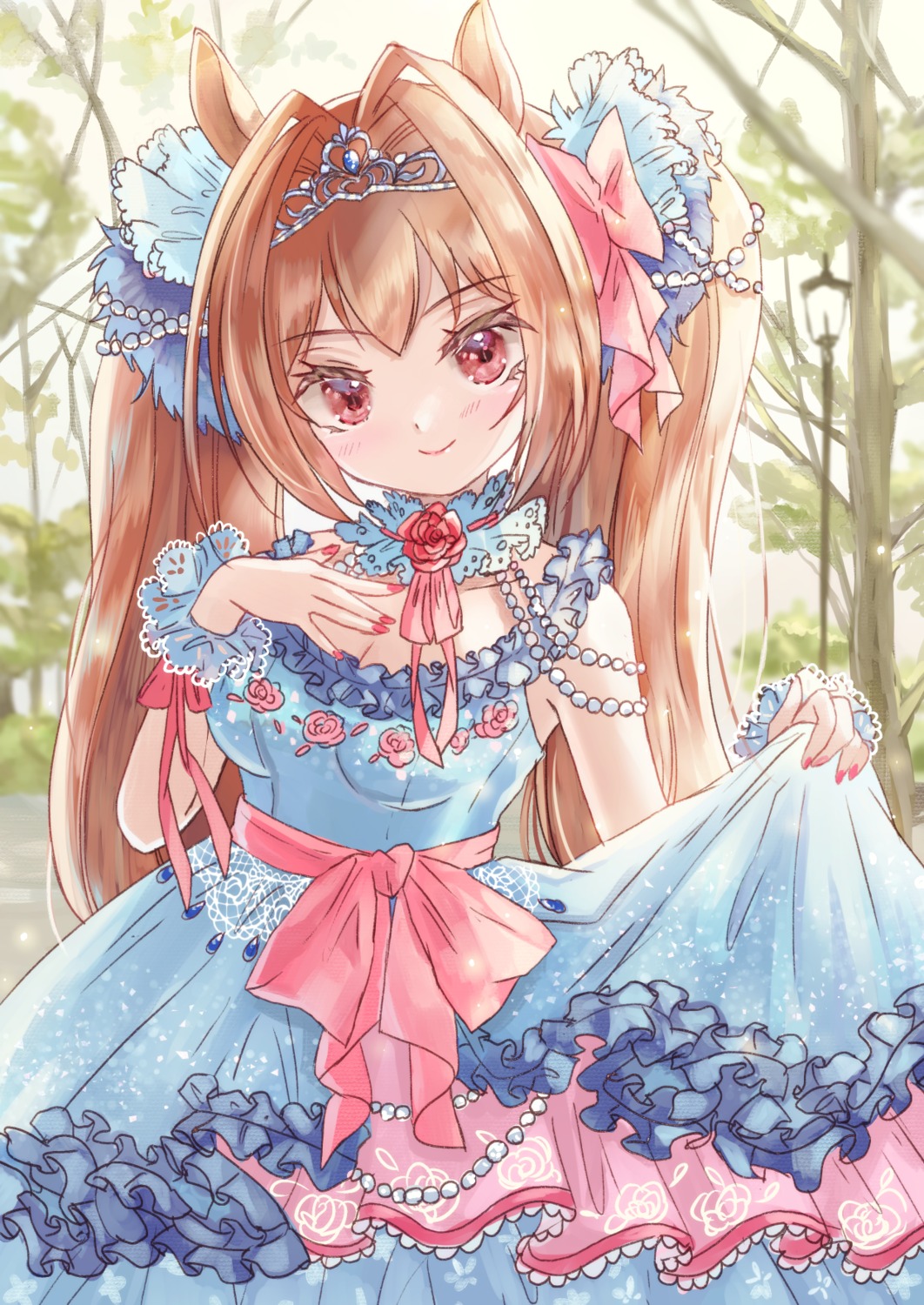 animal_ears, bunapi_(bunapii), daiwa_scarlet_(umamusume), dress, skirt_lift, uma_musume_pretty_derby