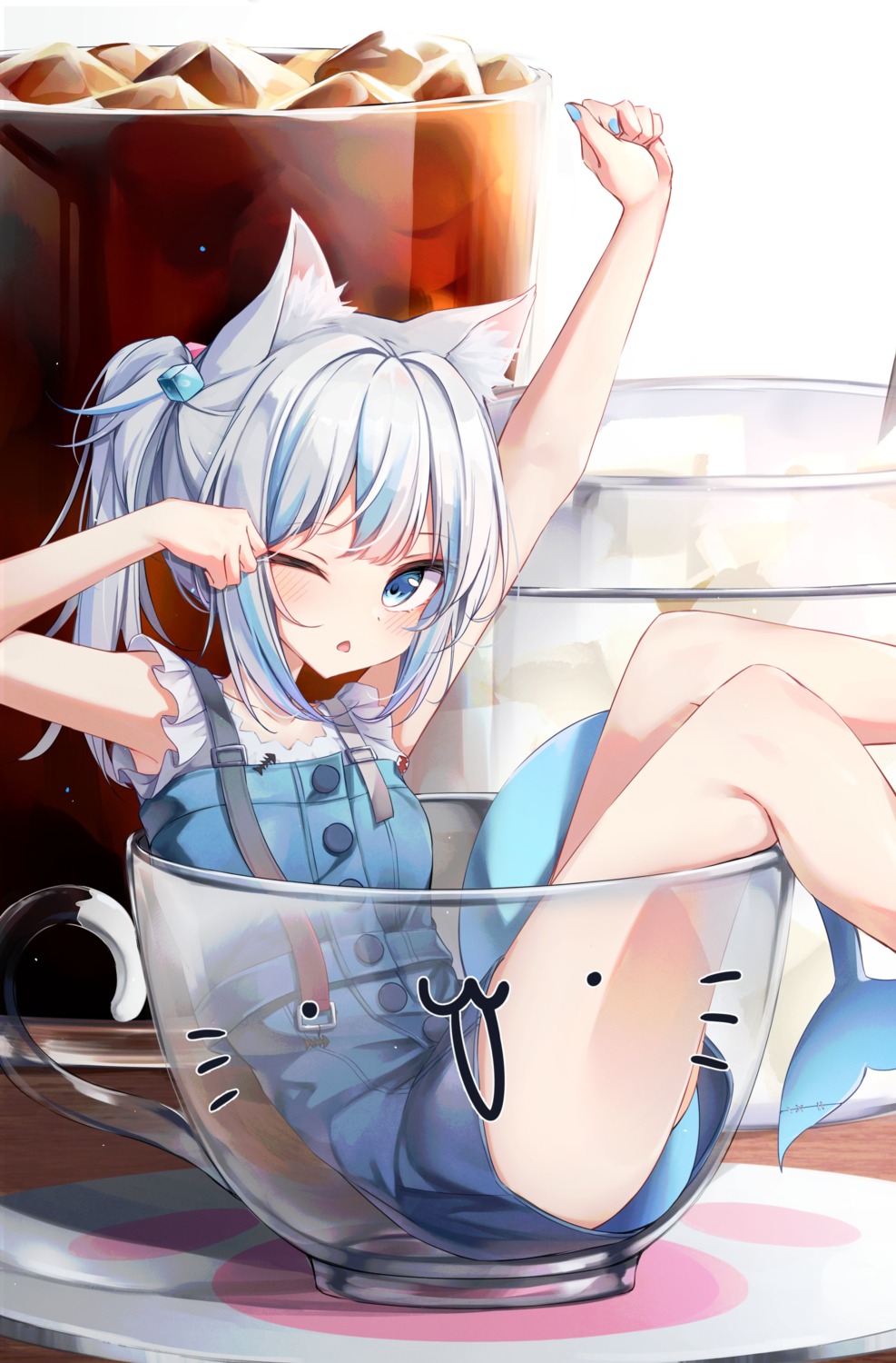 animal_ears, beliatan, gawr_gura, hololive, hololive_english, nekomimi, skirt_lift, tail