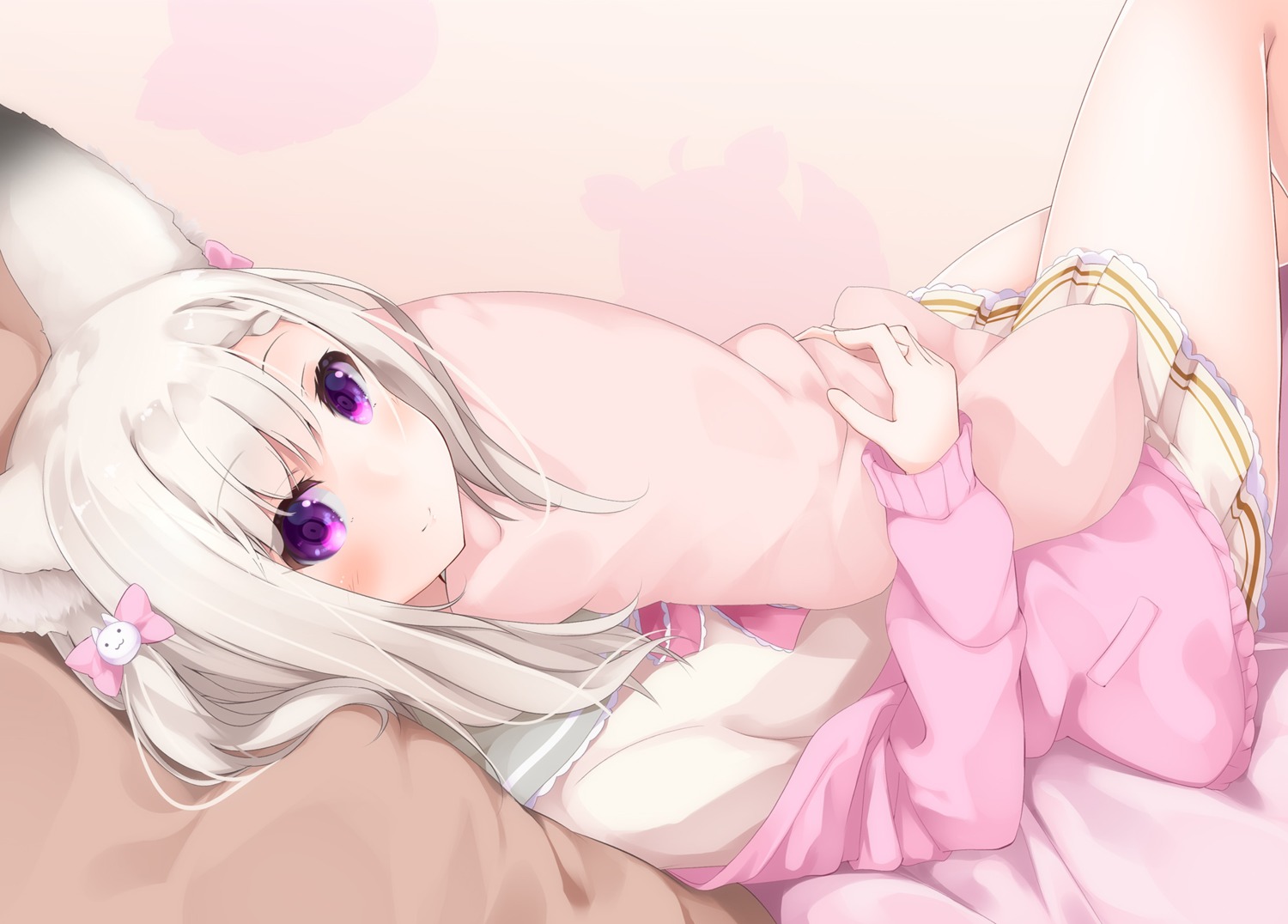 animal_ears, animare, kitsune, nanashi_inc., sch, seifuku, sheets, shiromiya_mimi