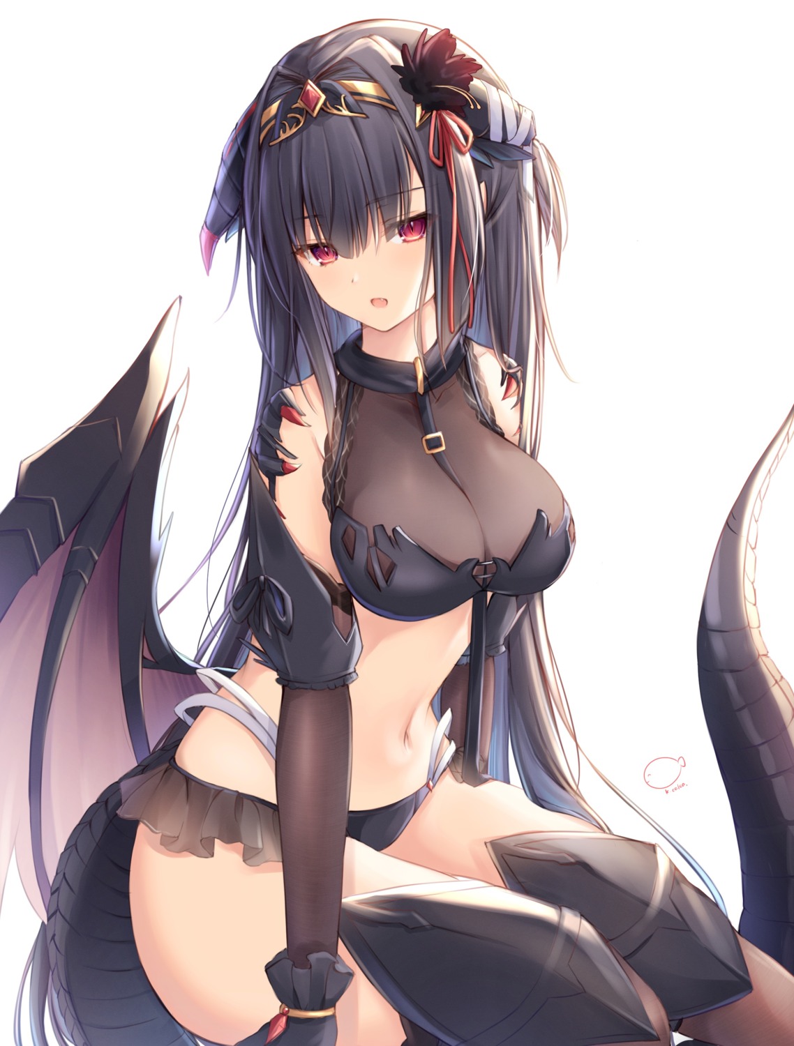 armor, bikini_armor, horns, kiri_serea, tail, wings