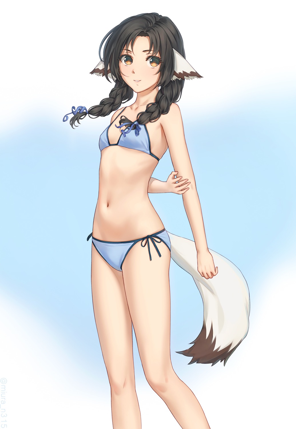 animal_ears, bikini, eruruu, miura_naoko, swimsuits, tail, utawarerumono