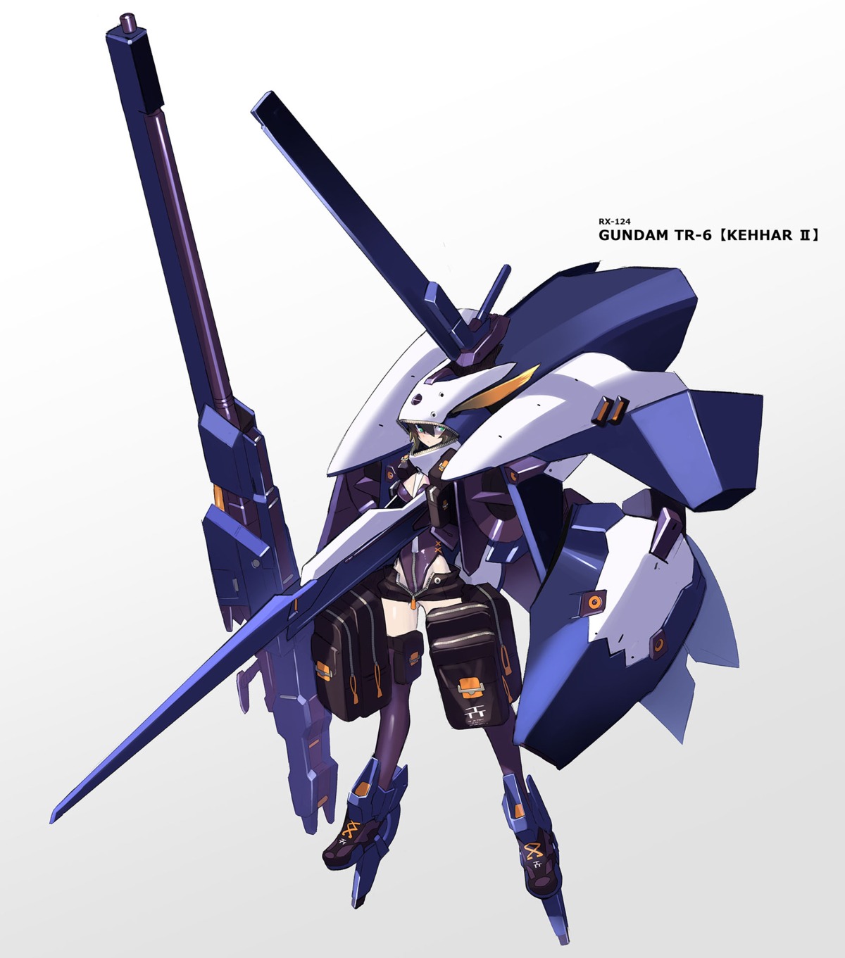 advance_of_zeta, gun, gundam, leotard, mecha_musume, takamine_nadare, thighhighs, tr-6_woundwort, zeta_gundam