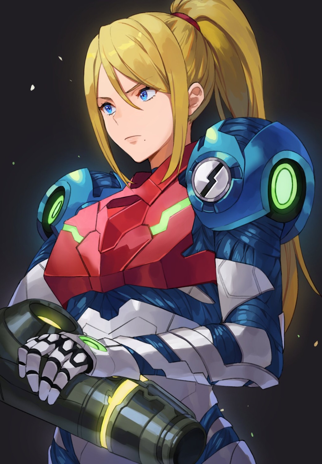 armor, bodysuit, kamu_(kamuuei), metroid, metroid_dread, samus_aran, weapon