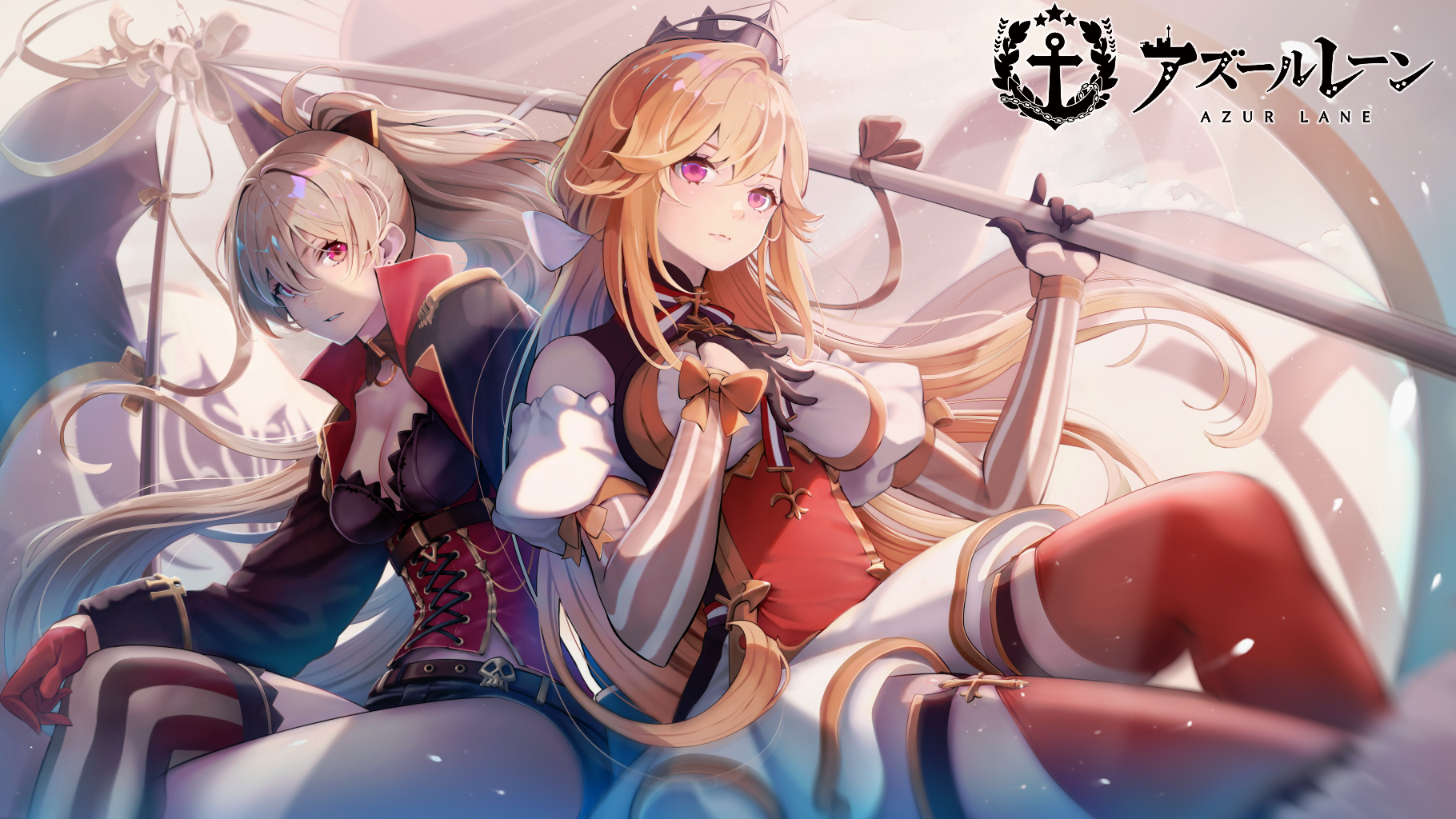 azur_lane, cleavage, garter, hoshizaki_reita, jean_bart_(azur_lane), richelieu_(azur_lane), stockings, thighhighs