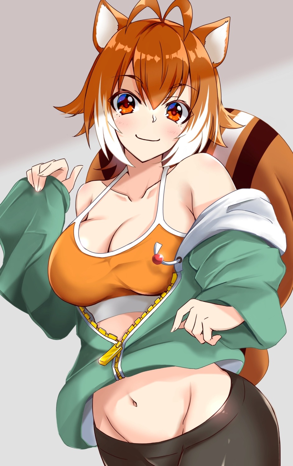 animal_ears, blazblue, bra, chukachuka, gym_uniform, makoto_nanaya, open_shirt, tail