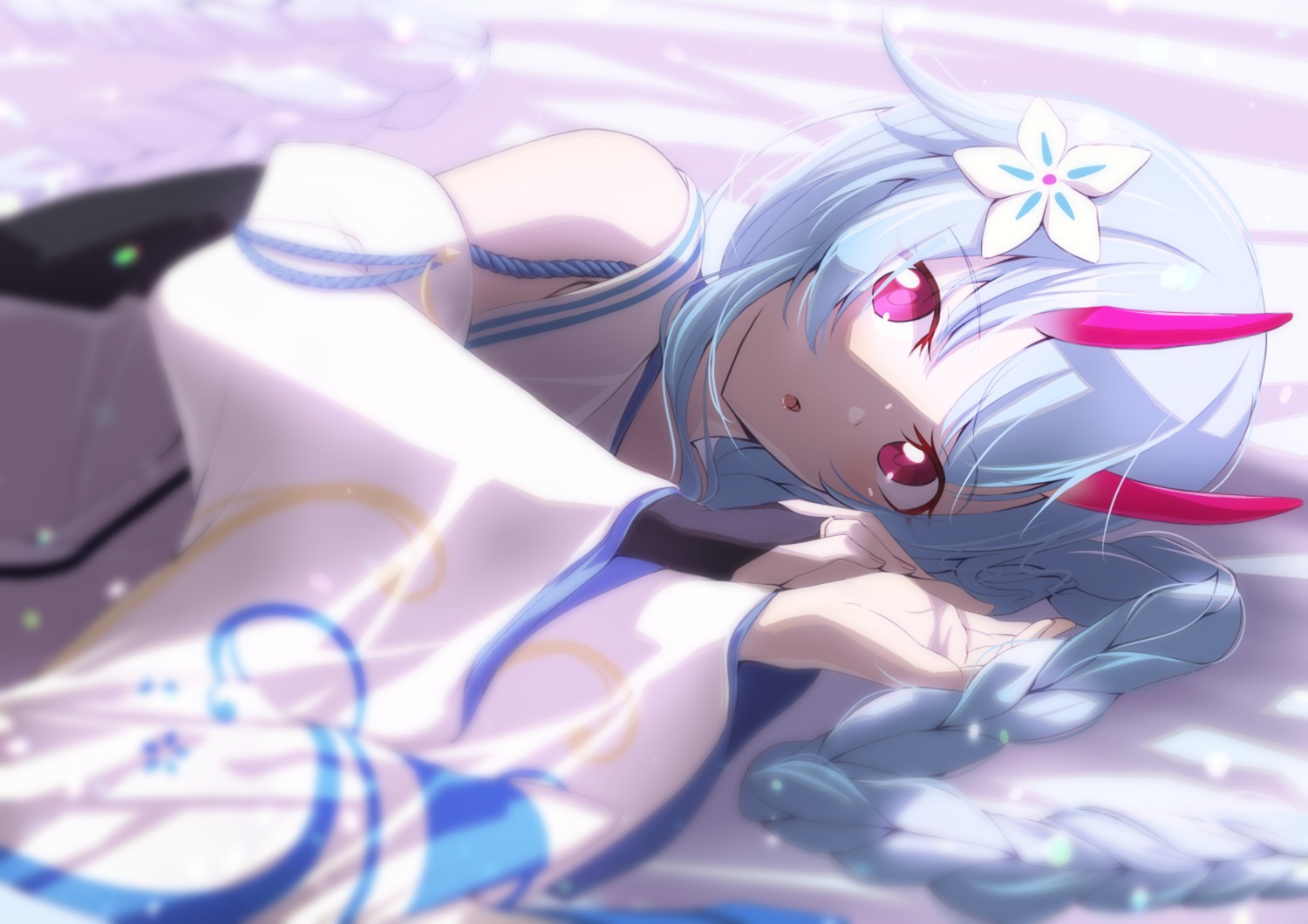 blue_archive, harikonoma, horns, japanese_clothes, waraku_chise