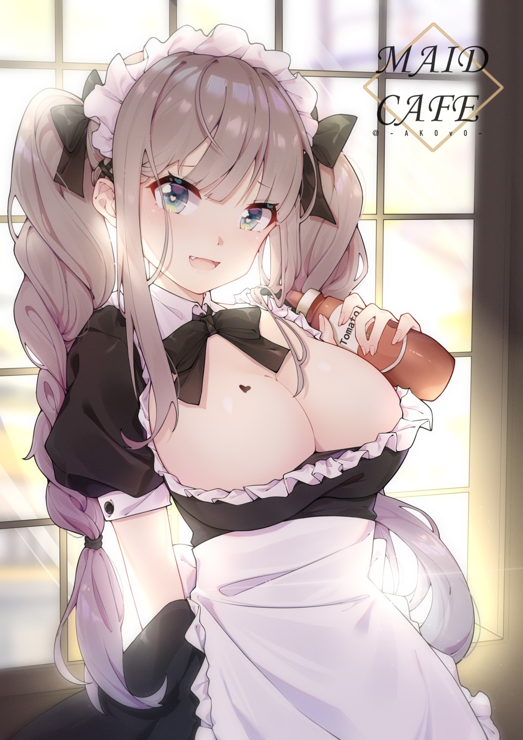 akovo, maid, no_bra, tattoo