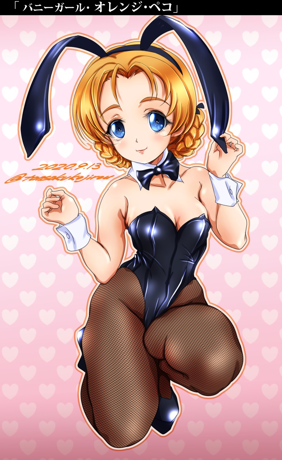 animal_ears, bunny_ears, bunny_girl, fishnets, girls_und_panzer, no_bra, orange_pekoe, pantyhose