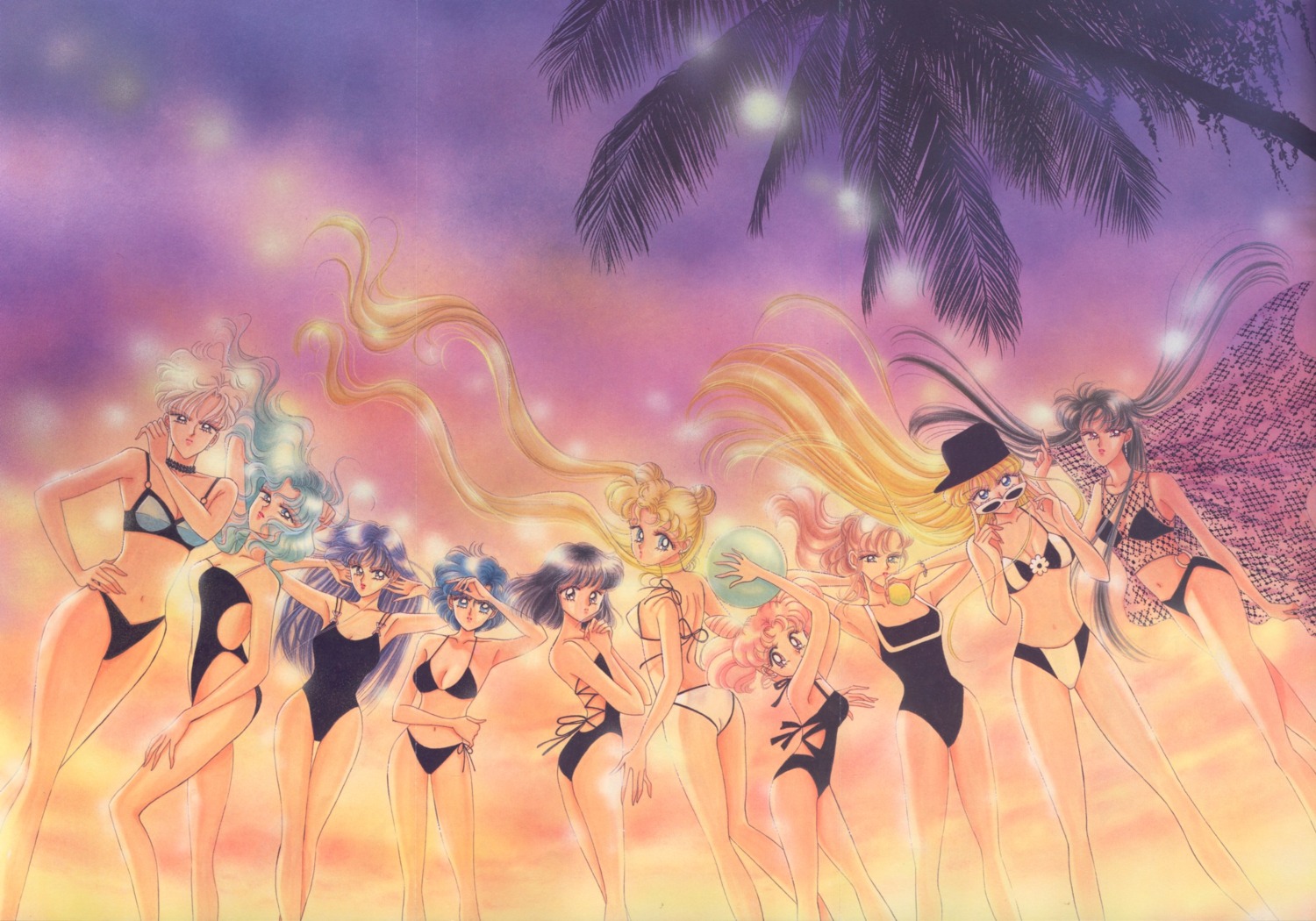 aino_minako, bikini, bishoujo_senshi_sailor_moon, chibiusa, crease, hino_rei, kaiou_michiru, kino_makoto, meiou_setsuna, mizuno_ami, swimsuits, takeuchi_naoko, tenou_haruka, tomoe_hotaru, tsukino_usagi