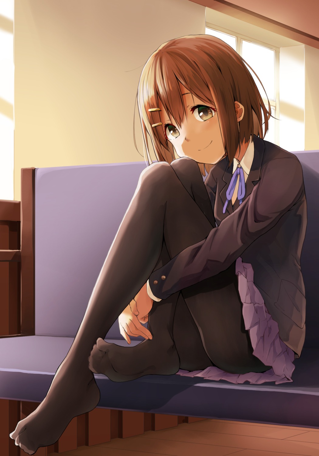 feet, hirasawa_yui, k-on!, kagiana, pantyhose, seifuku, skirt_lift