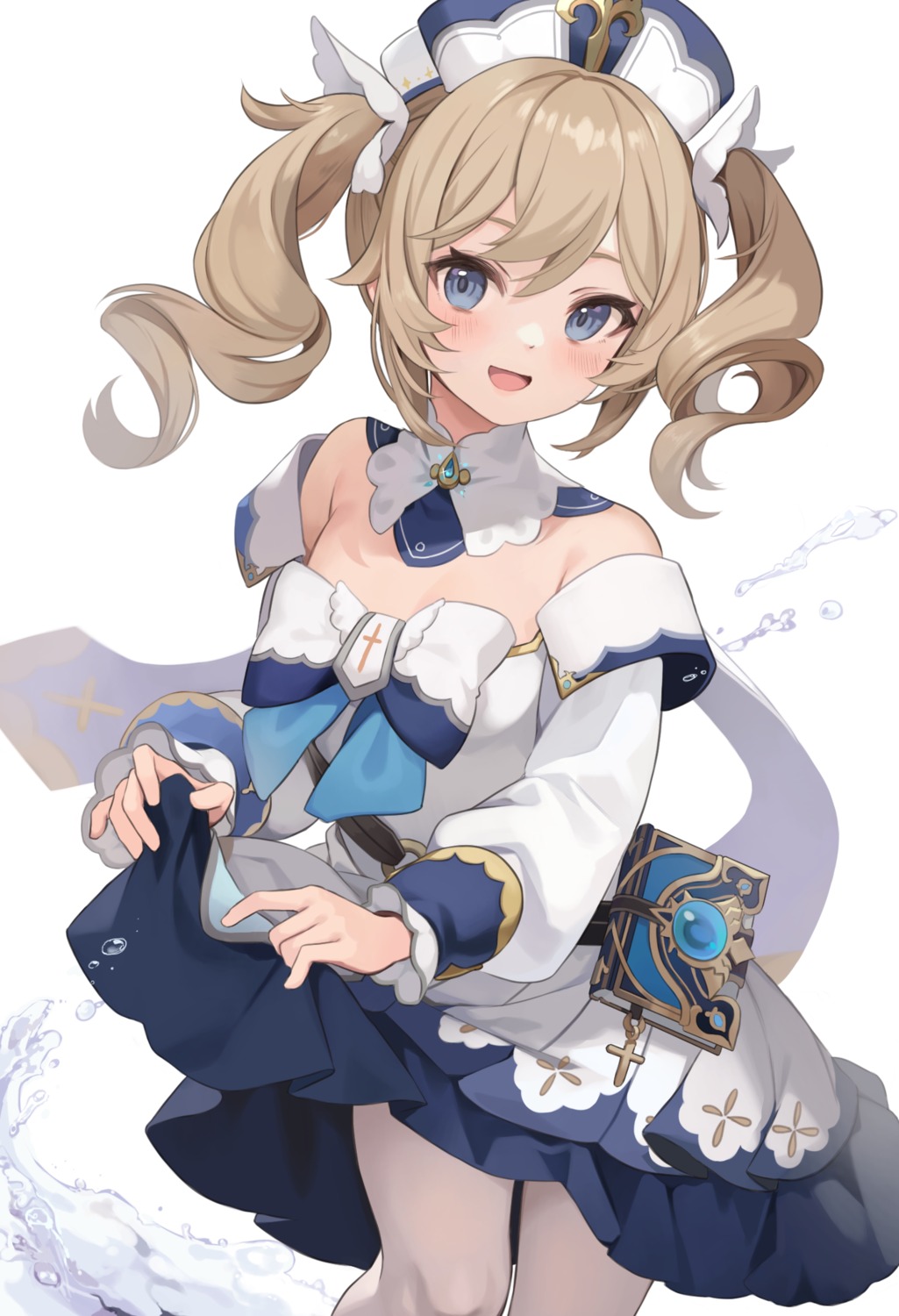 barbara_(genshin_impact), dress, genshin_impact, kurige_horse, pantyhose, skirt_lift