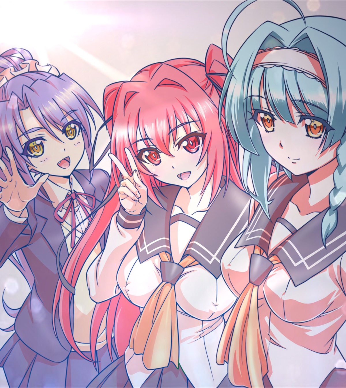 erect_nipples, naruse_mio, nonaka_kurumi, nonaka_yuki, seifuku, shinmai_maou_no_testament, sweater, watanabe_yoshihiro