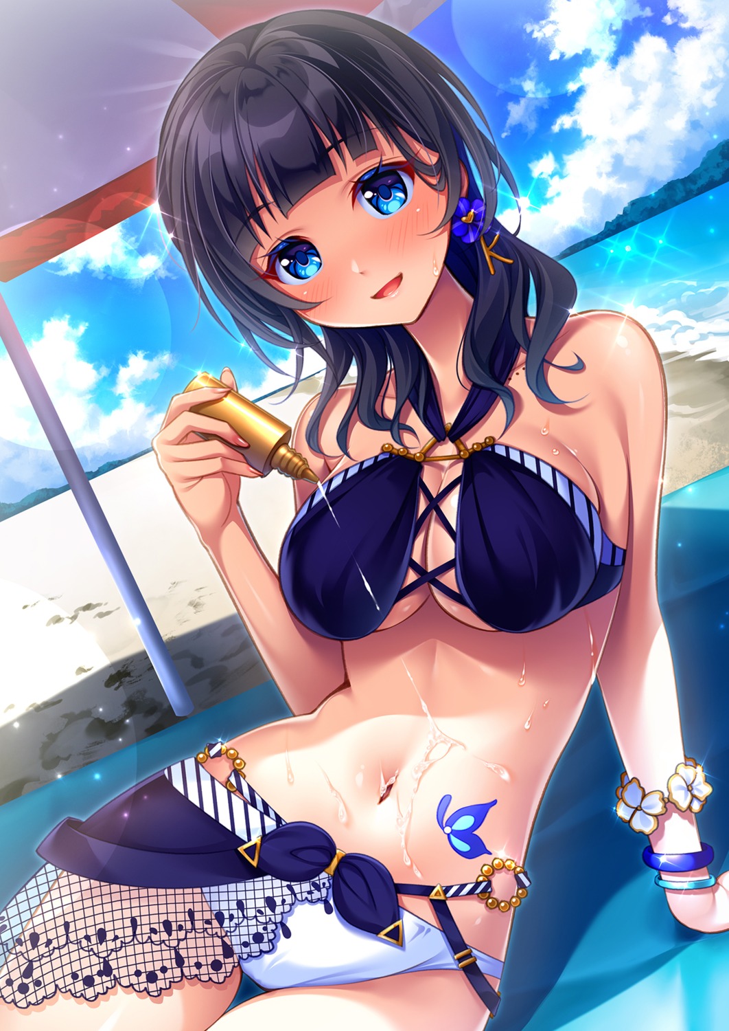 asaka_karin, bikini, cream, fishnets, love_live!_(series), love_live!_nijigasaki_gakuen_school_idol_doukoukai, saikyo_pink_fp, see_through