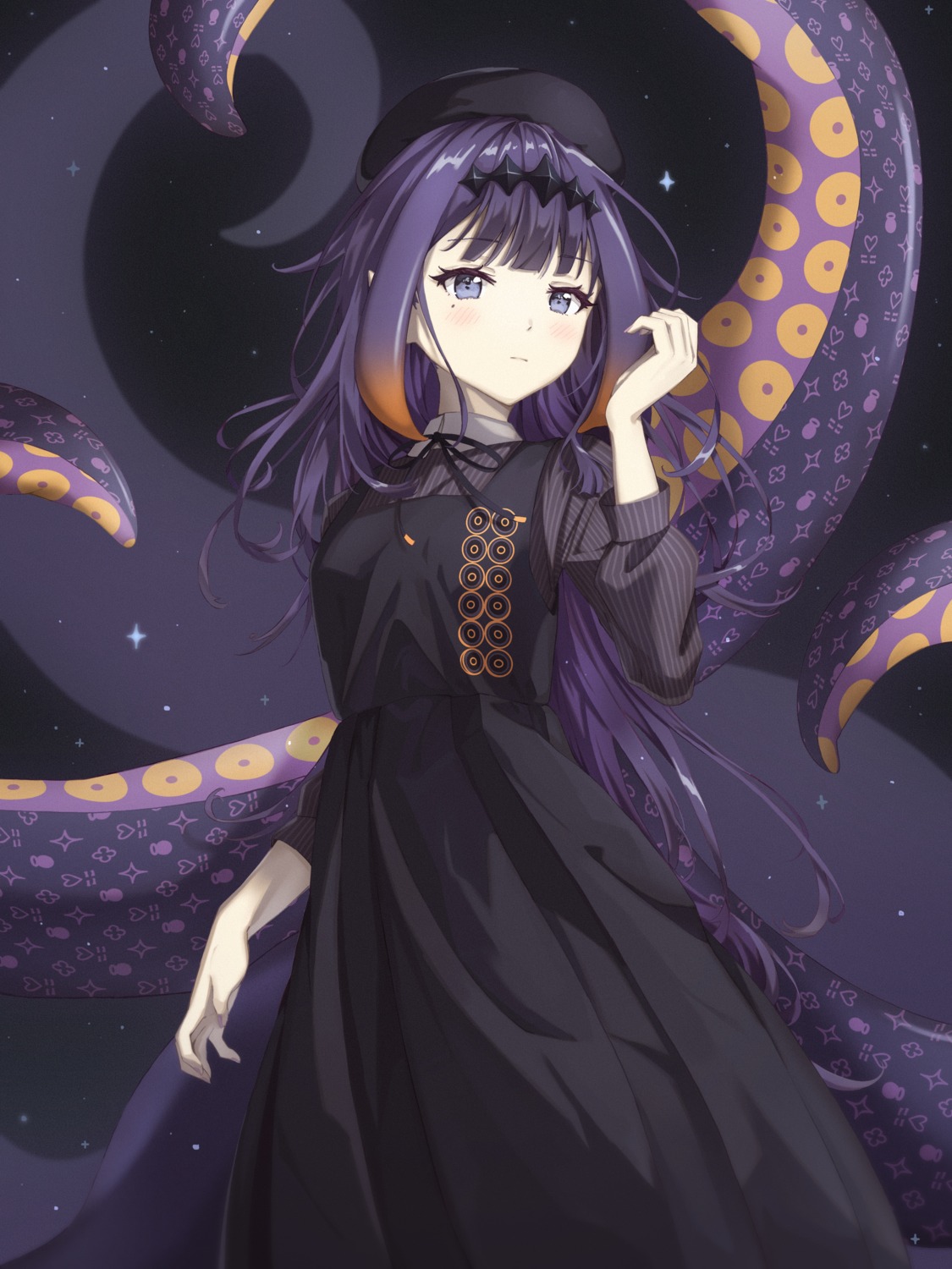 dress, hololive, hololive_english, ninomae_ina'nis, pointy_ears, senguyen1011, tentacles