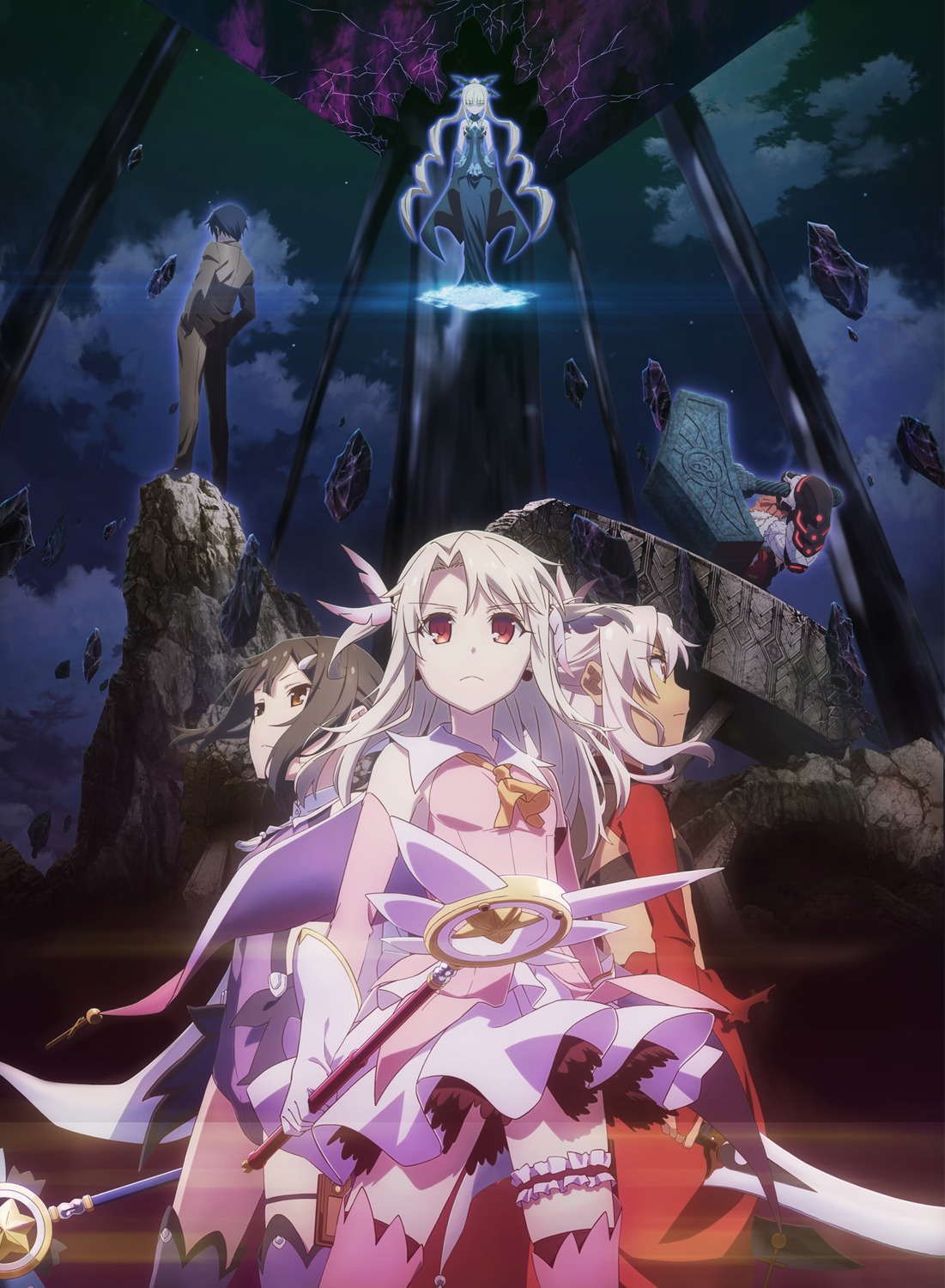 business_suit, chloe_von_einzbern, dress, fate/kaleid_liner_prisma_illya, fate/stay_night, garter, illyasviel_von_einzbern, magical_ruby
