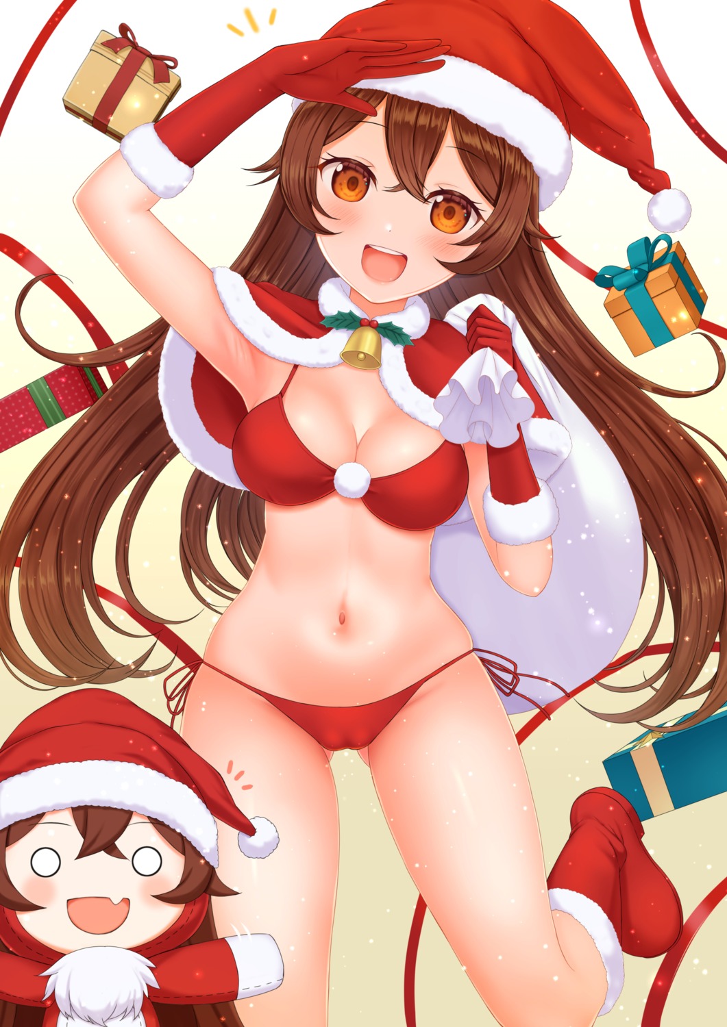 amber_(genshin_impact), bikini, christmas, cleavage, denkaisui, genshin_impact, swimsuits