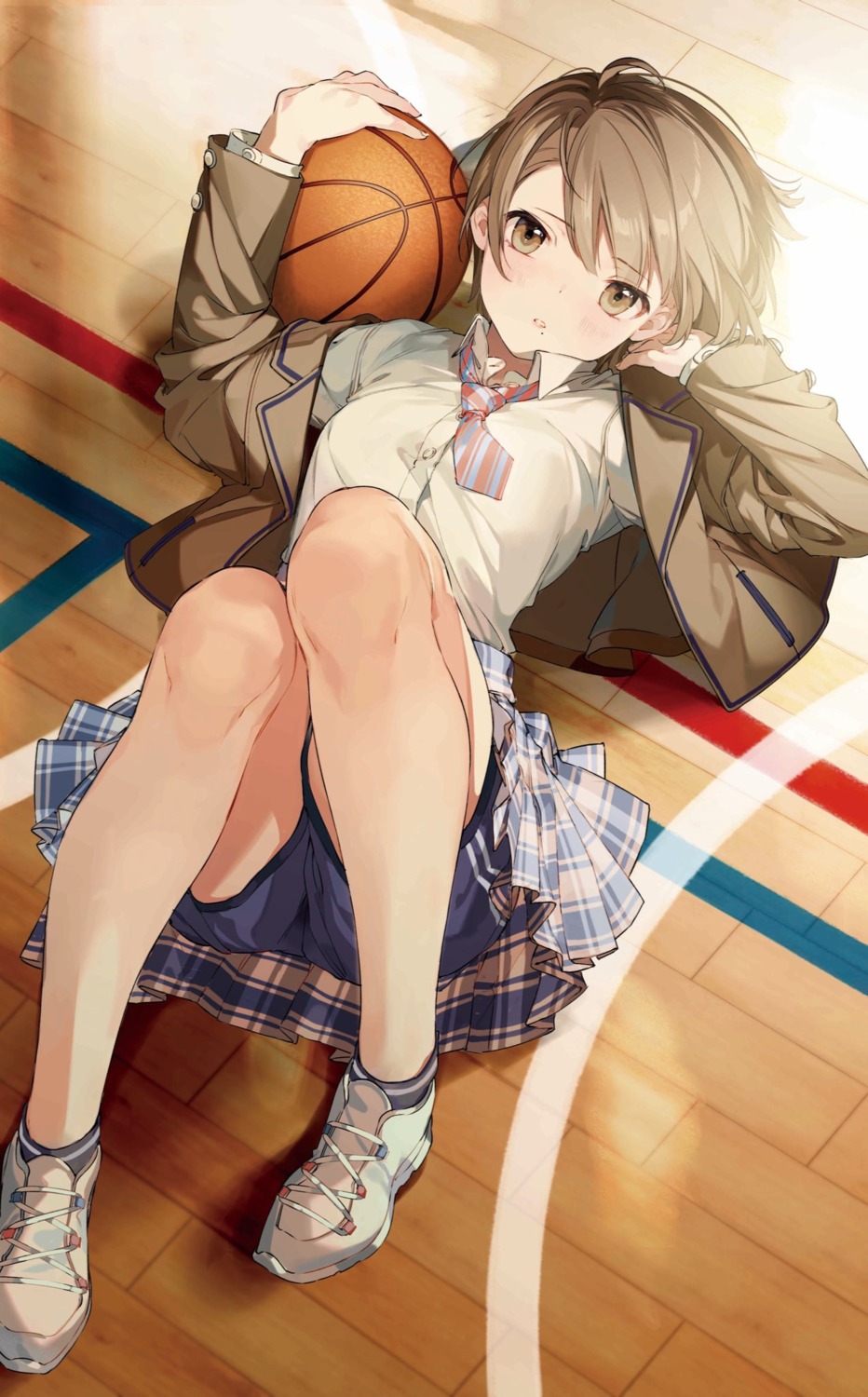 almic, basketball, gym_uniform, jinguuji_rumi, koi_wa_futago_de_warikirenai, seifuku, skirt_lift