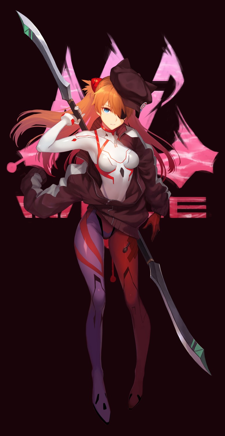 bodysuit, eyepatch, nakamura_eight, neon_genesis_evangelion, souryuu_asuka_langley, weapon