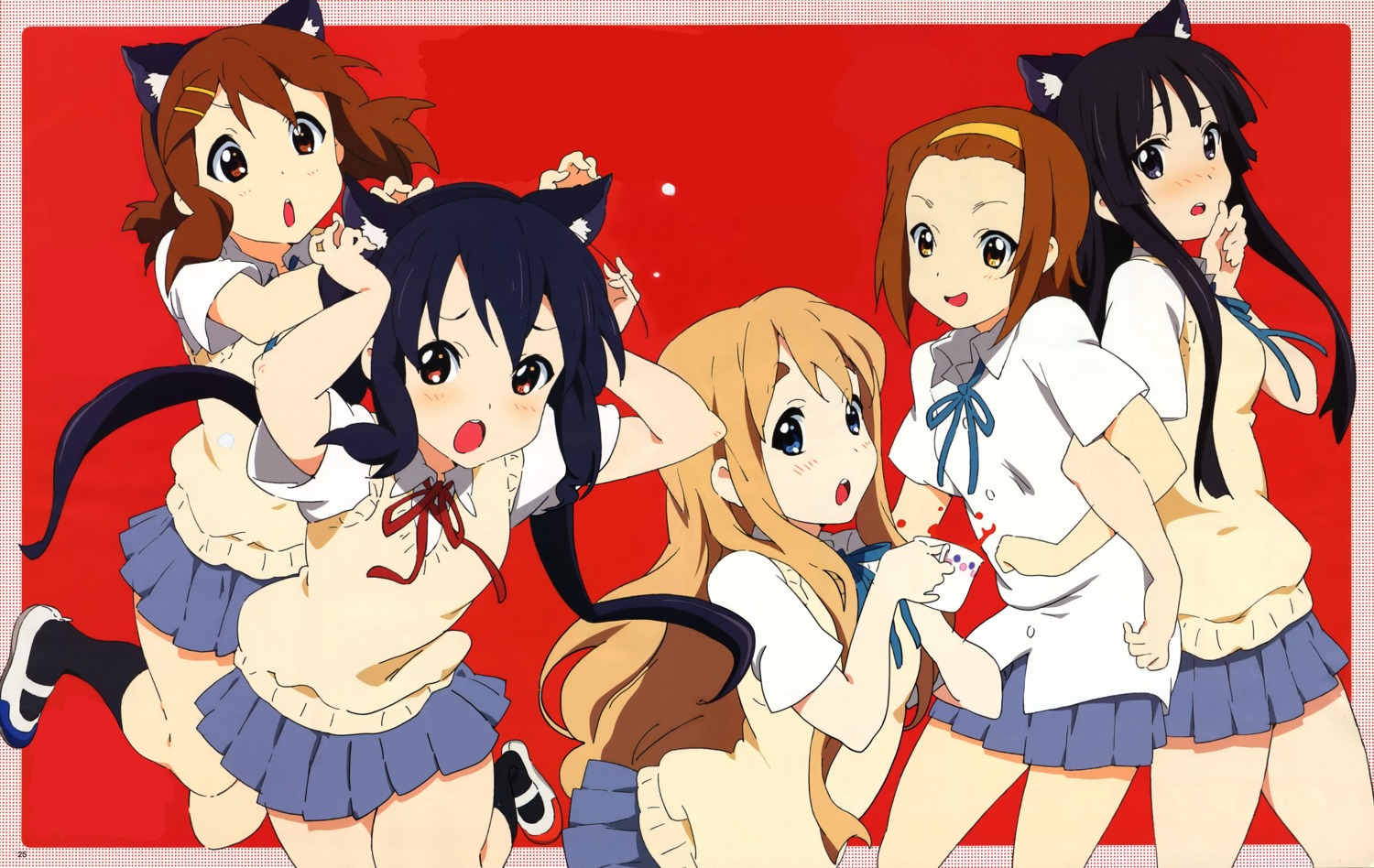 akiyama_mio, animal_ears, hirasawa_yui, k-on!, kotobuki_tsumugi, nakano_azusa, nekomimi, seifuku